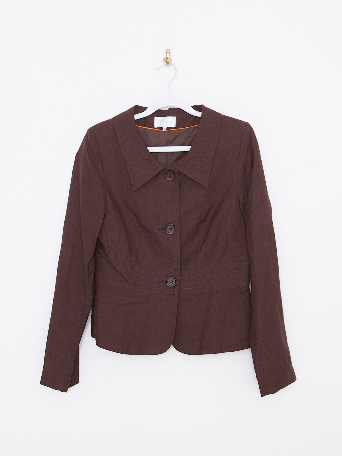 Vintage brown linen fitted blazer
