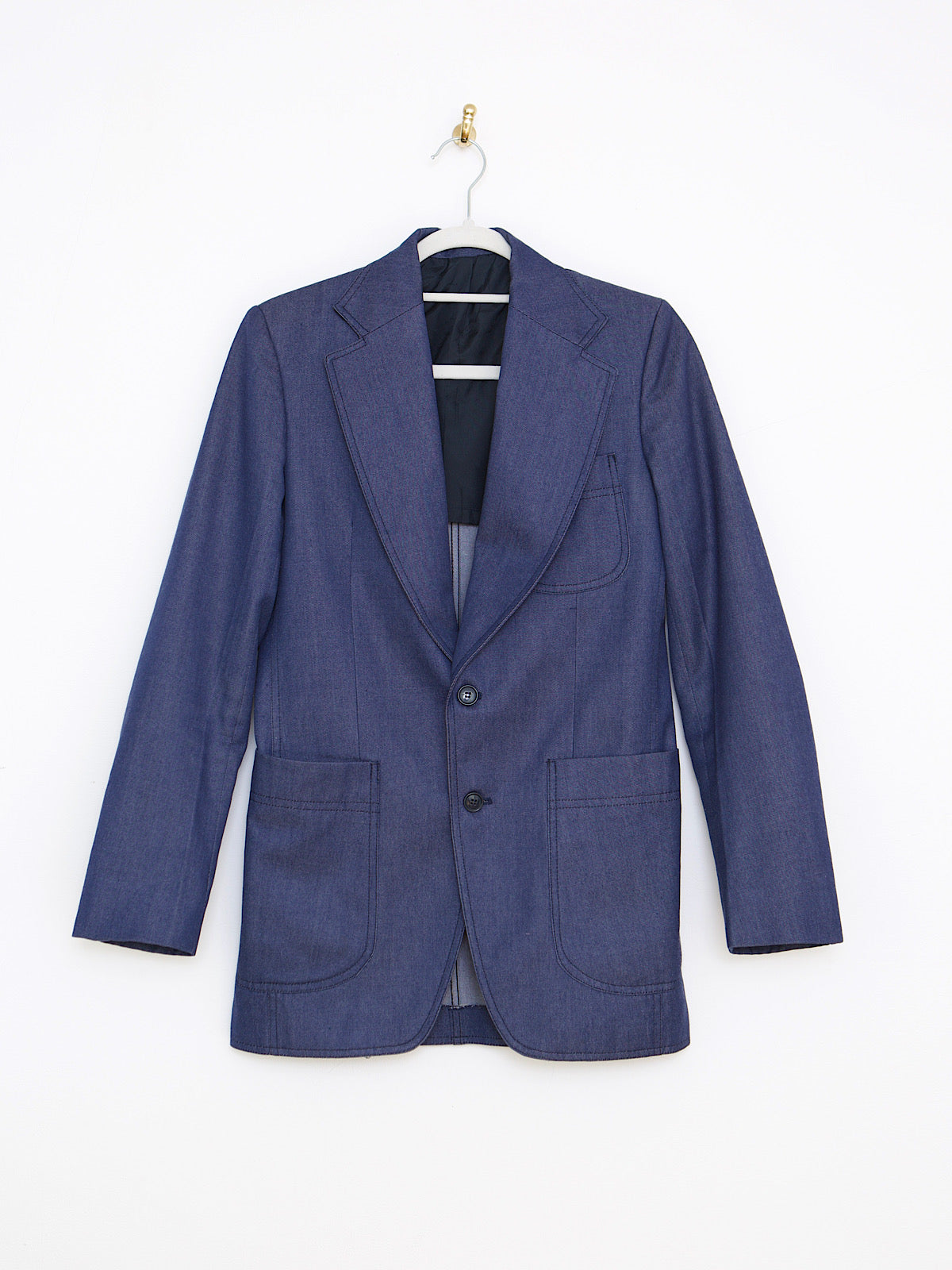 Vintage denim blazer single breasted large pockets