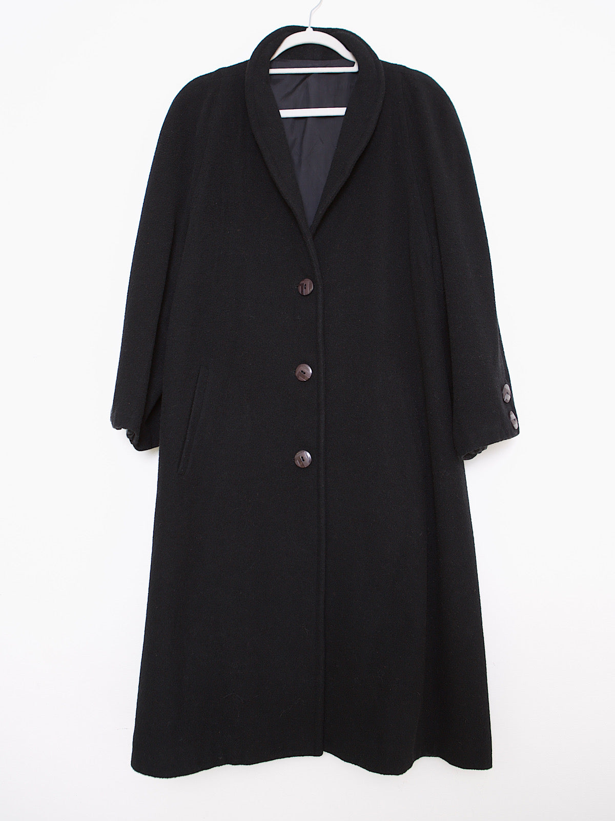 VINTAGE PURE WOOL BLACK OVERALL COAT