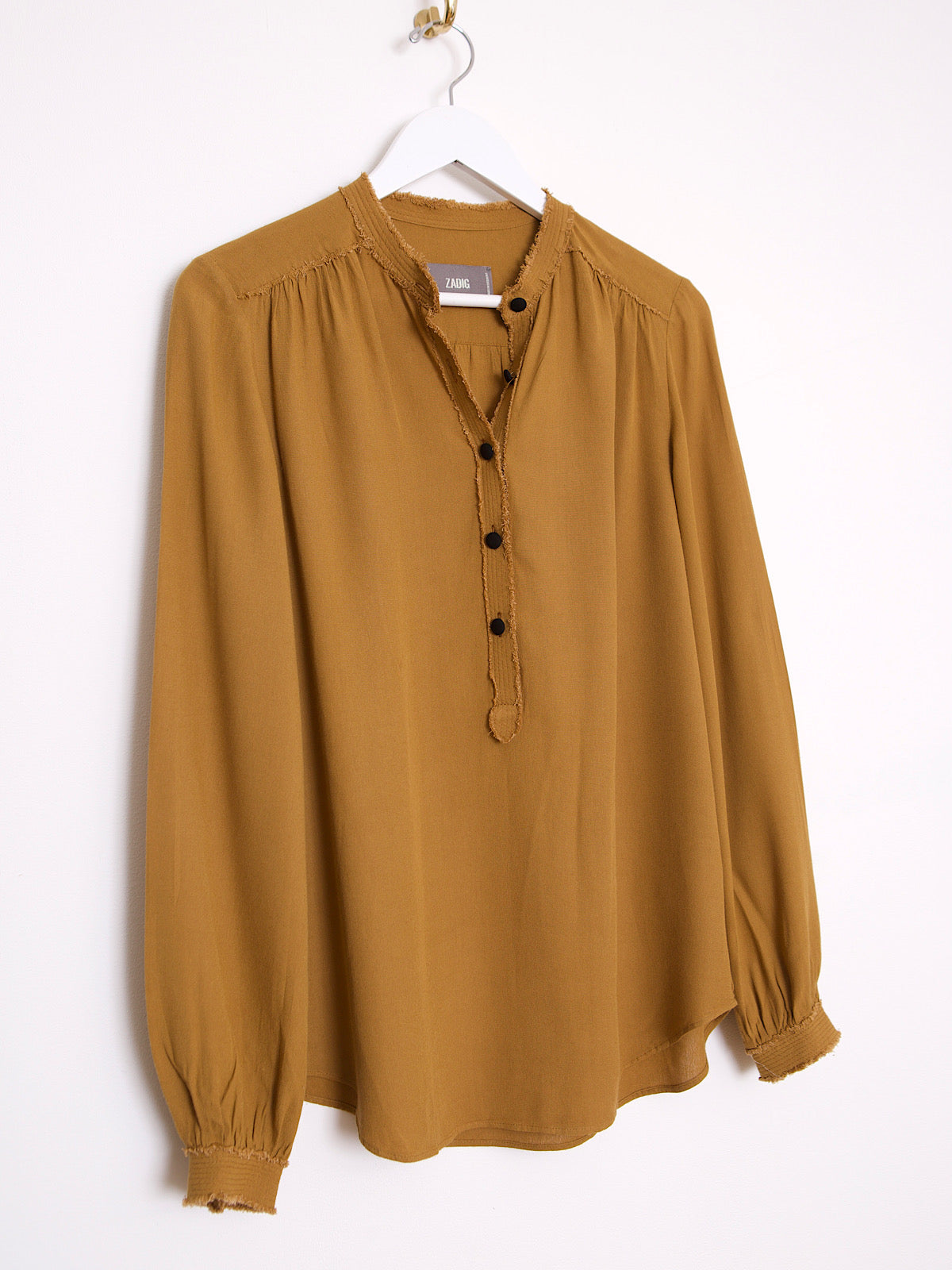 Flowing brown blouse shirt Mao collar by Zadig & Voltaire
