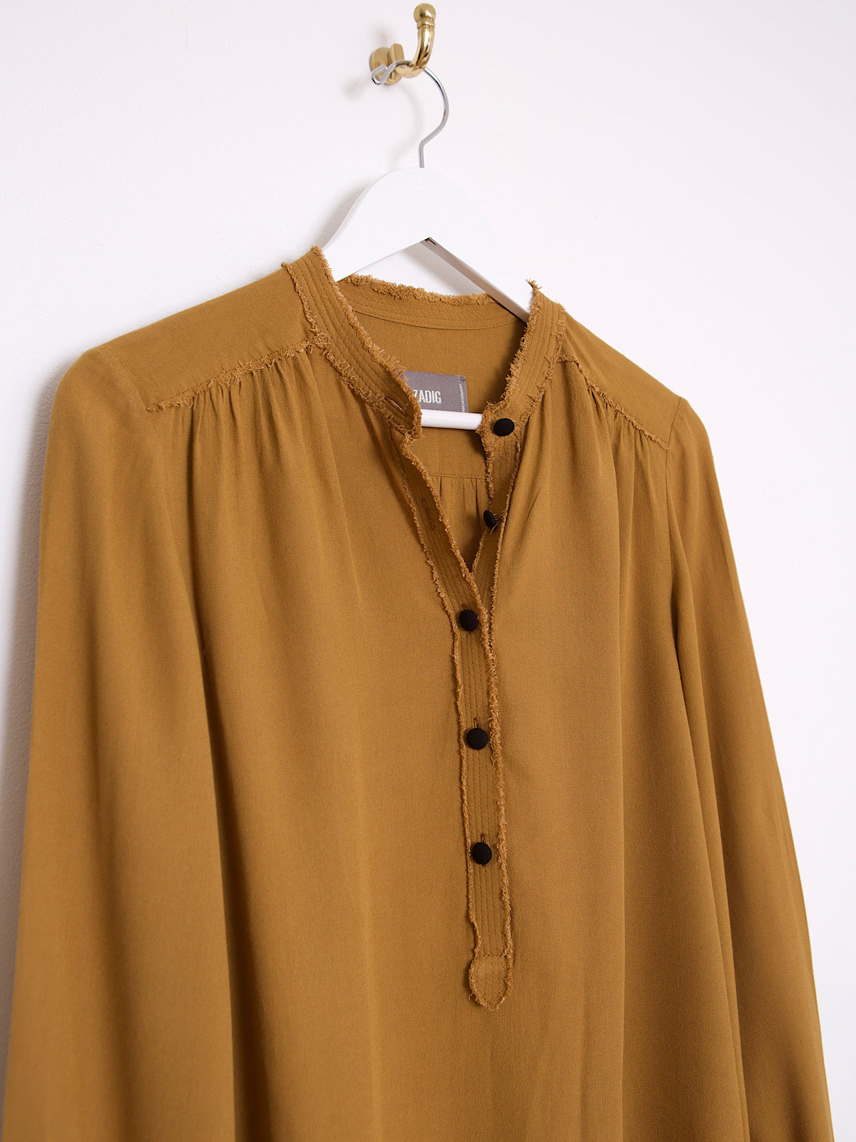 Flowing brown blouse shirt Mao collar by Zadig & Voltaire