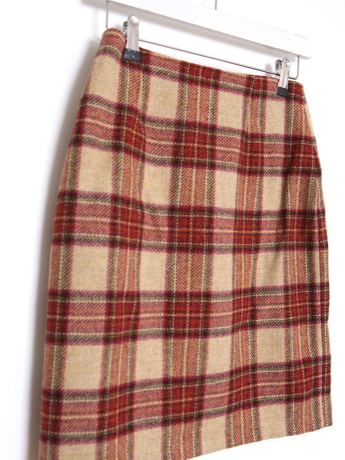 Vintage pure wool tartan mini pencil skirt by Laura Ashley