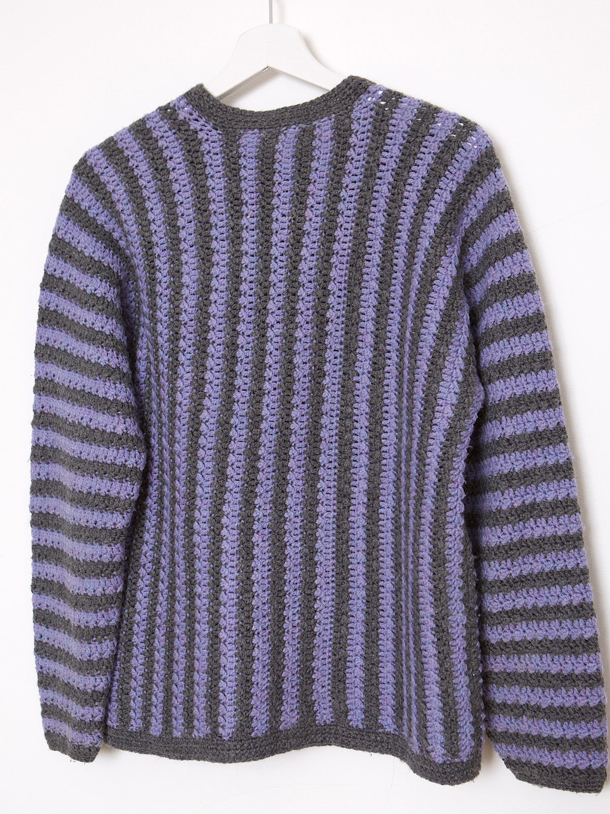 Vintage crochet cardigan lilac grey stripes