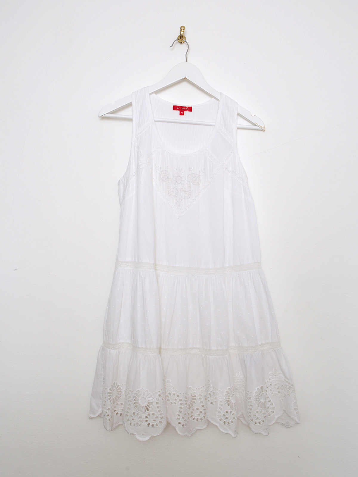 Vintage white cotton lace mini dress