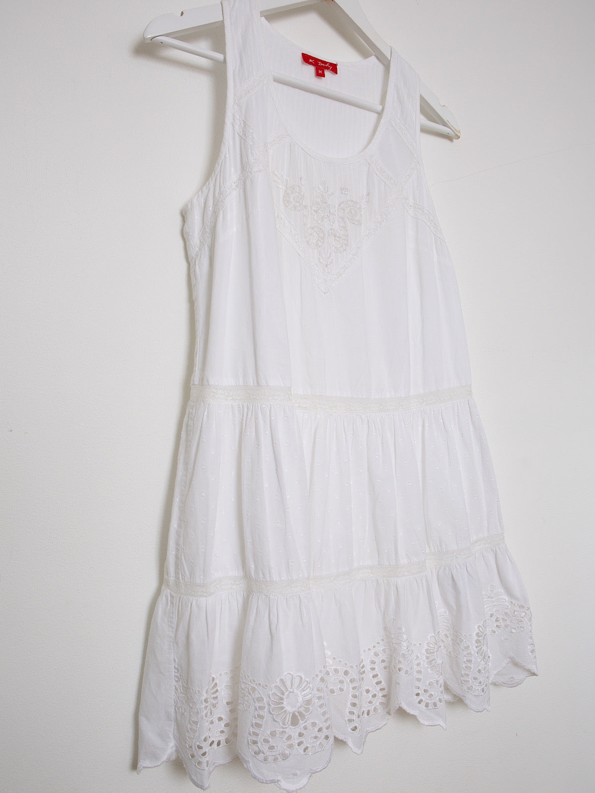 Vintage white cotton lace mini dress