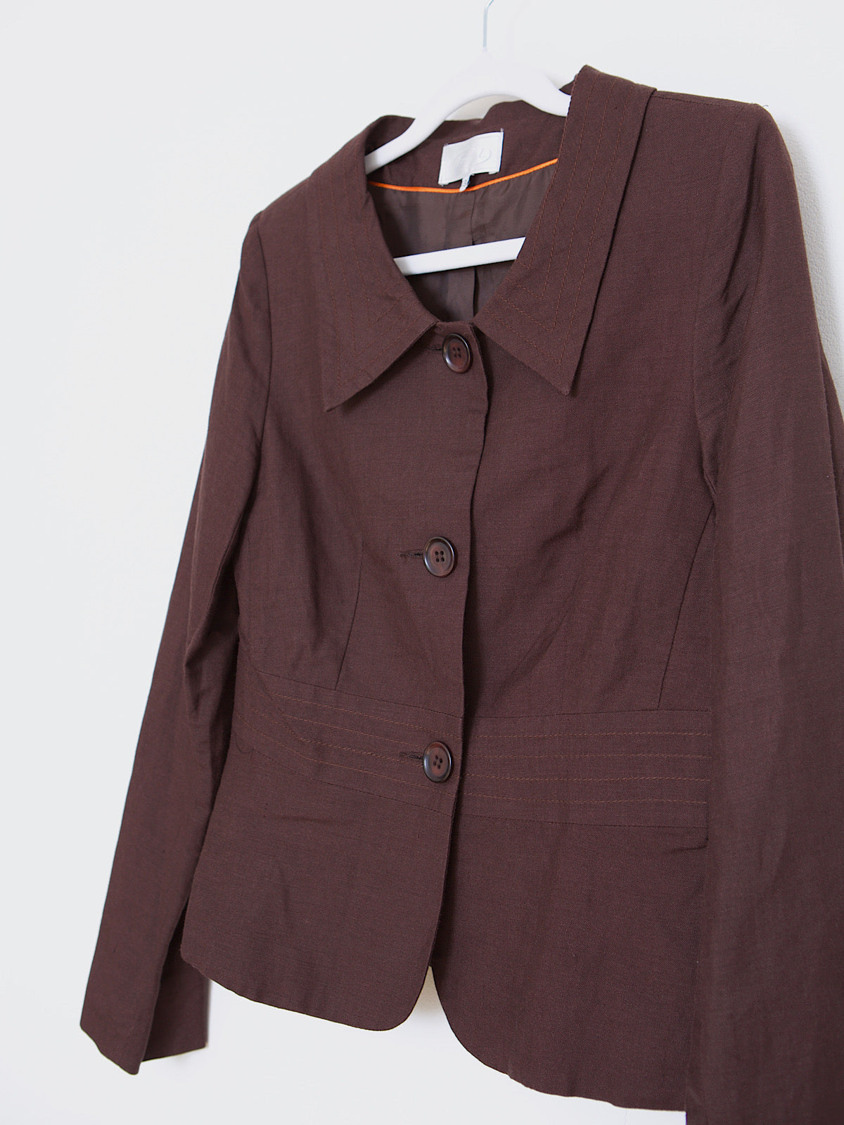 Vintage brown linen fitted blazer