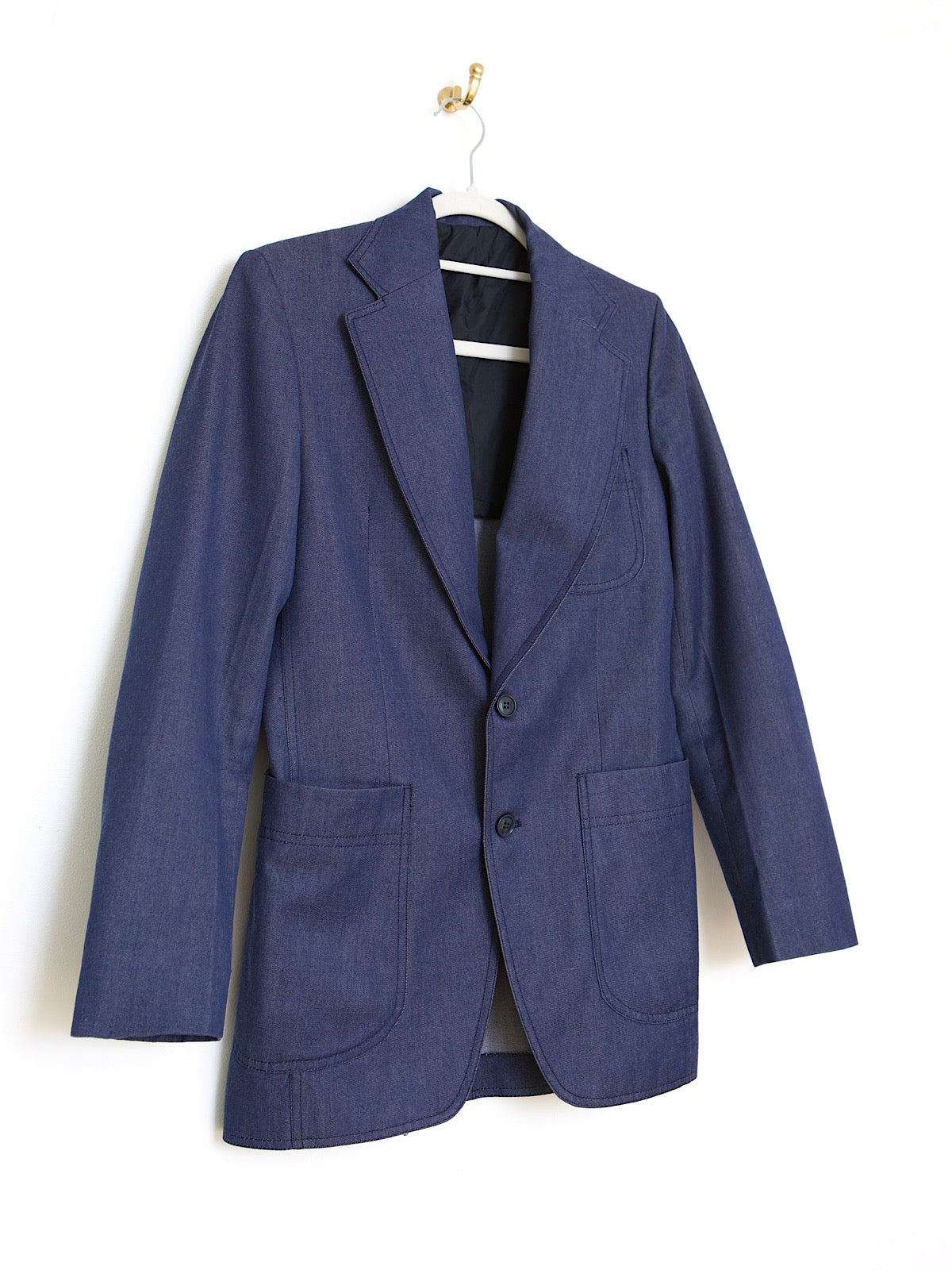 Vintage denim blazer single breasted large pockets