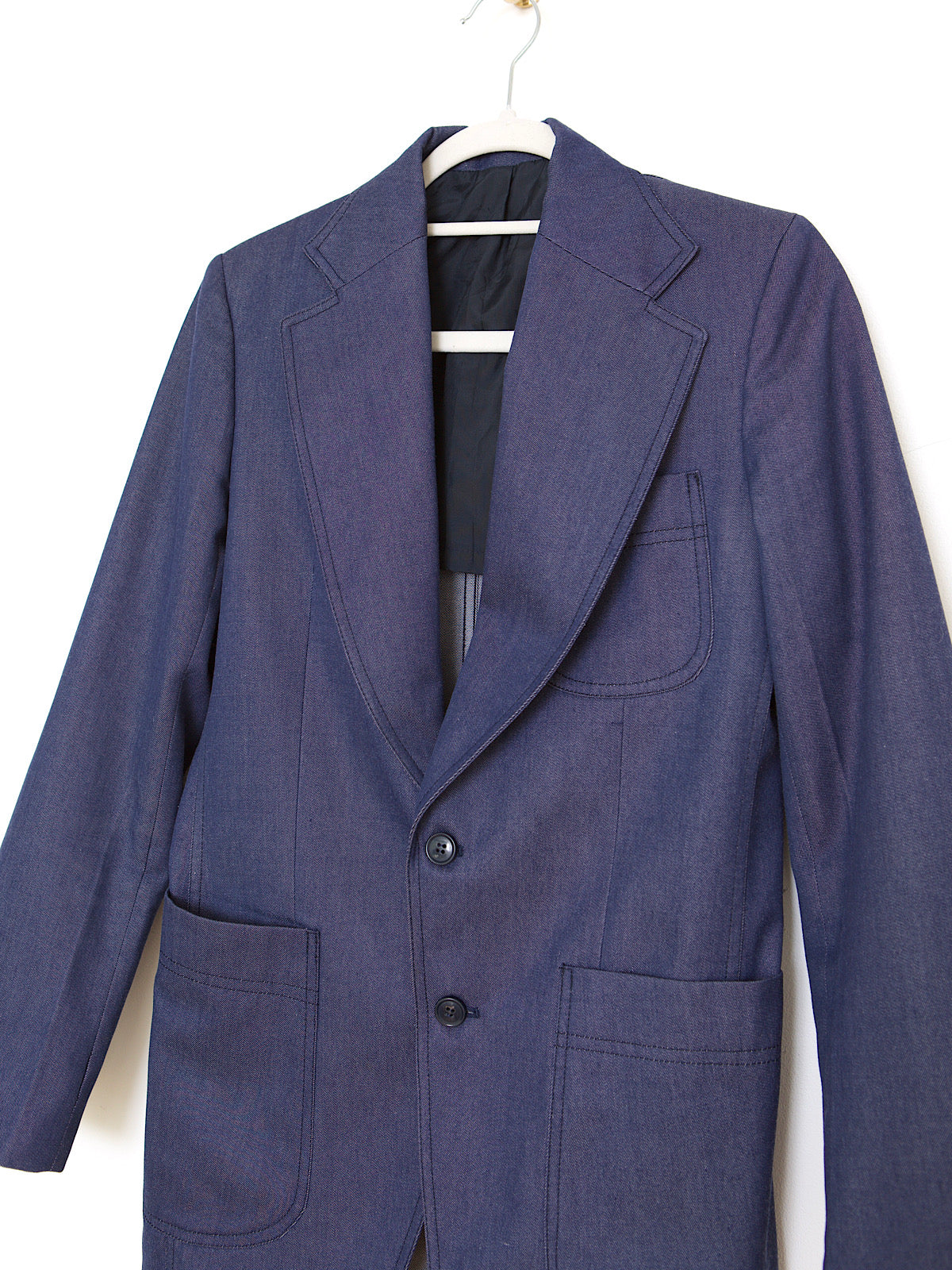 Vintage denim blazer single breasted large pockets