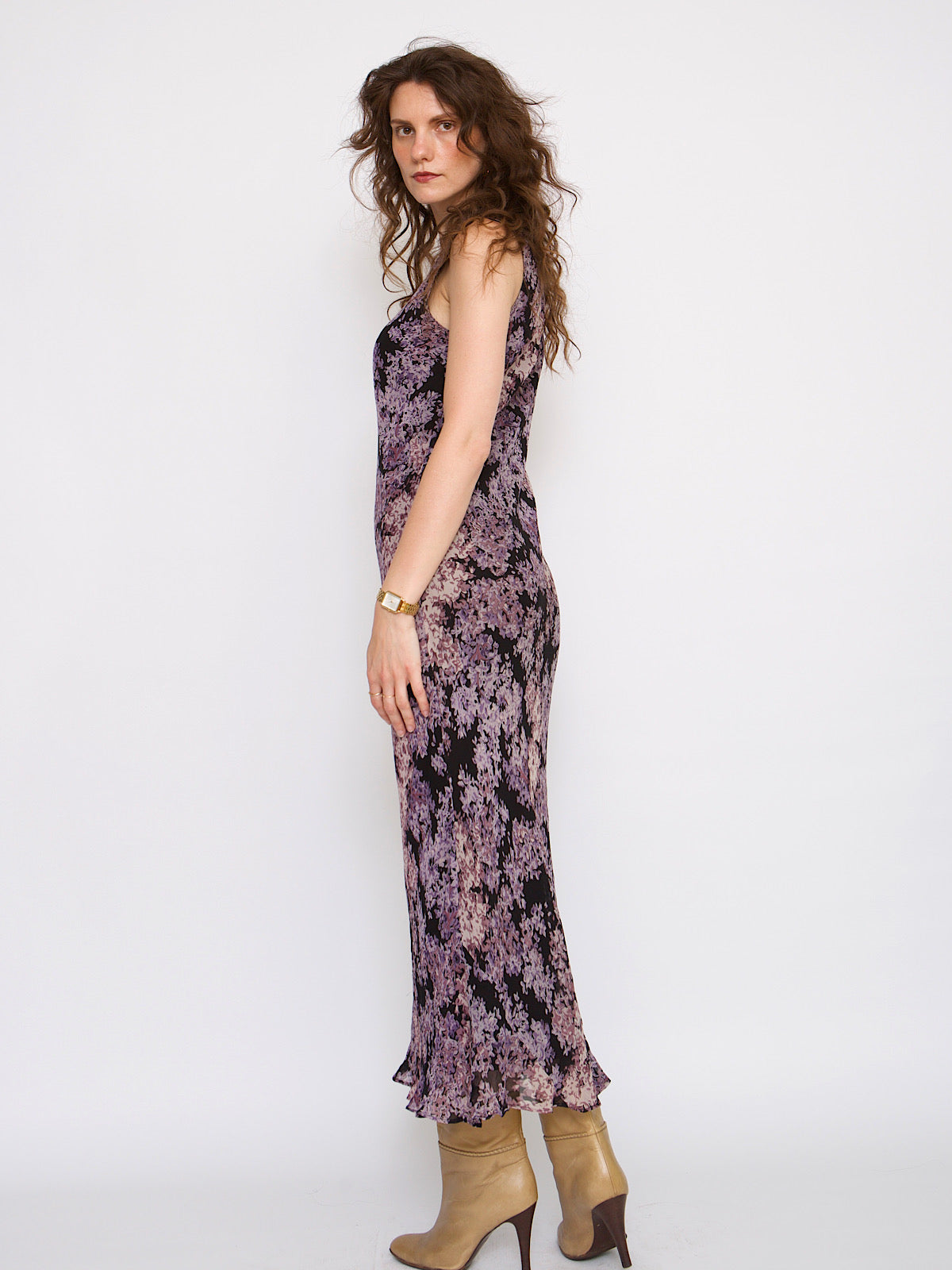 90s slip dress maxi length small flower print