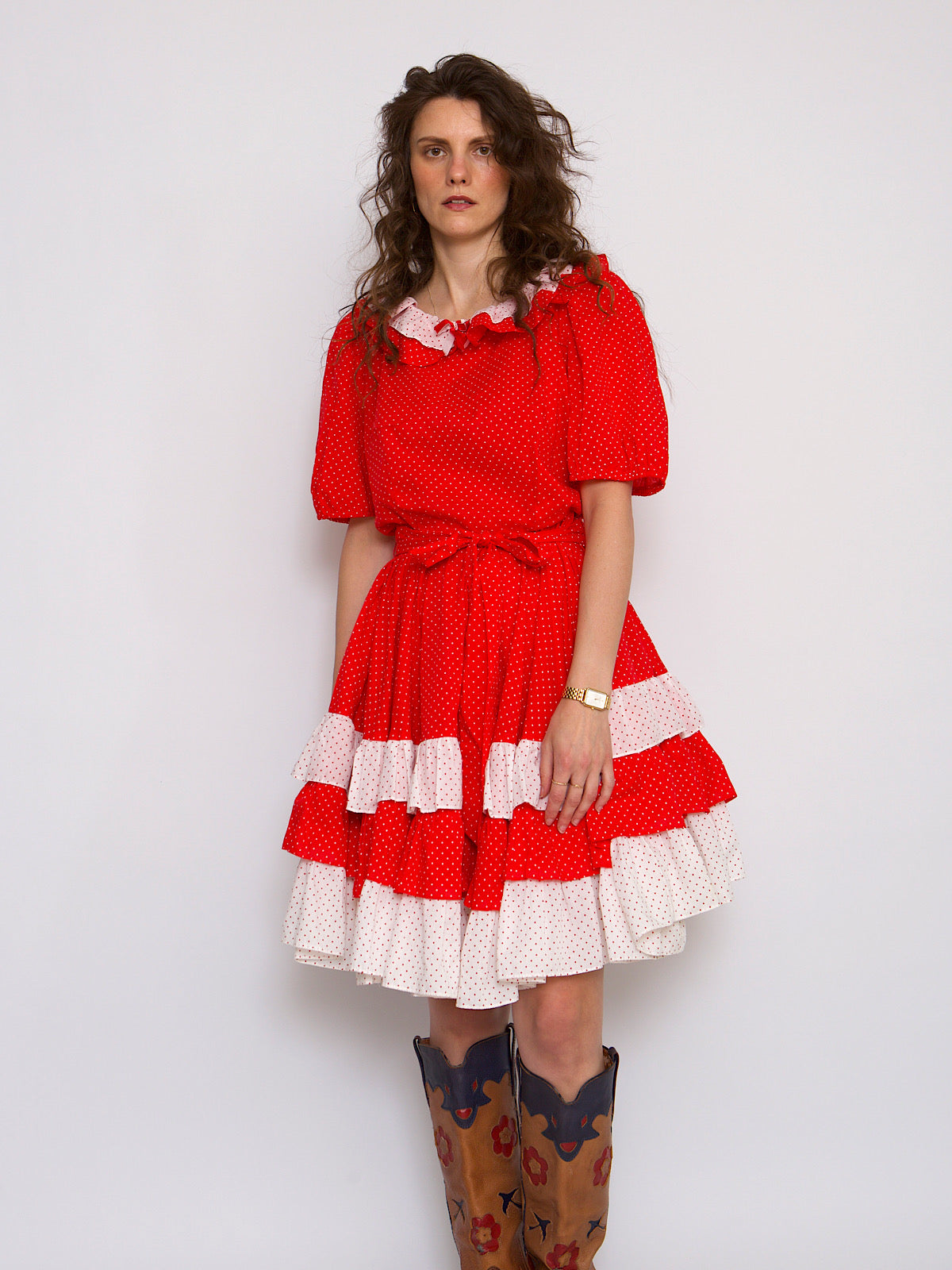 50s Vintage pinup red polka dot dress