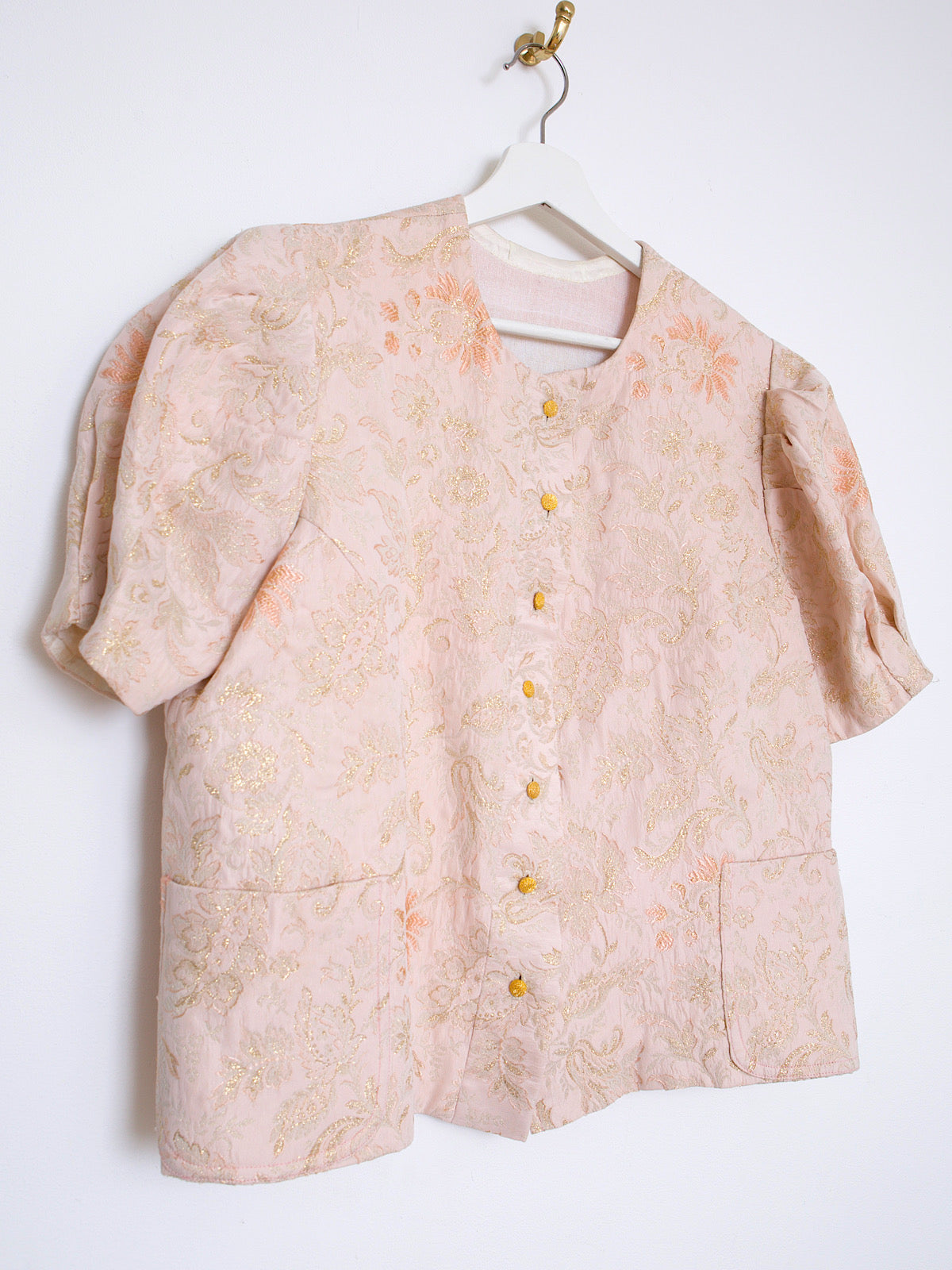 Vintage brocade blazer pastel colour and short sleeves