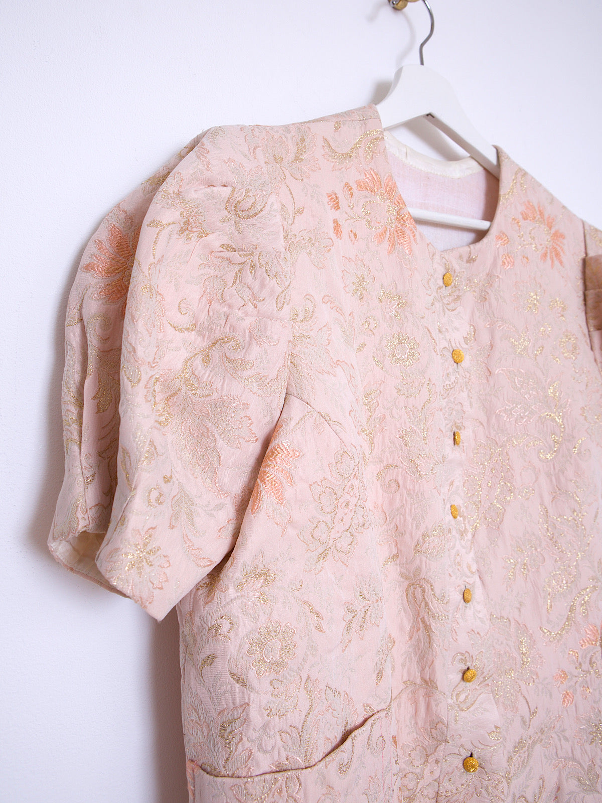 Vintage brocade blazer pastel colour and short sleeves