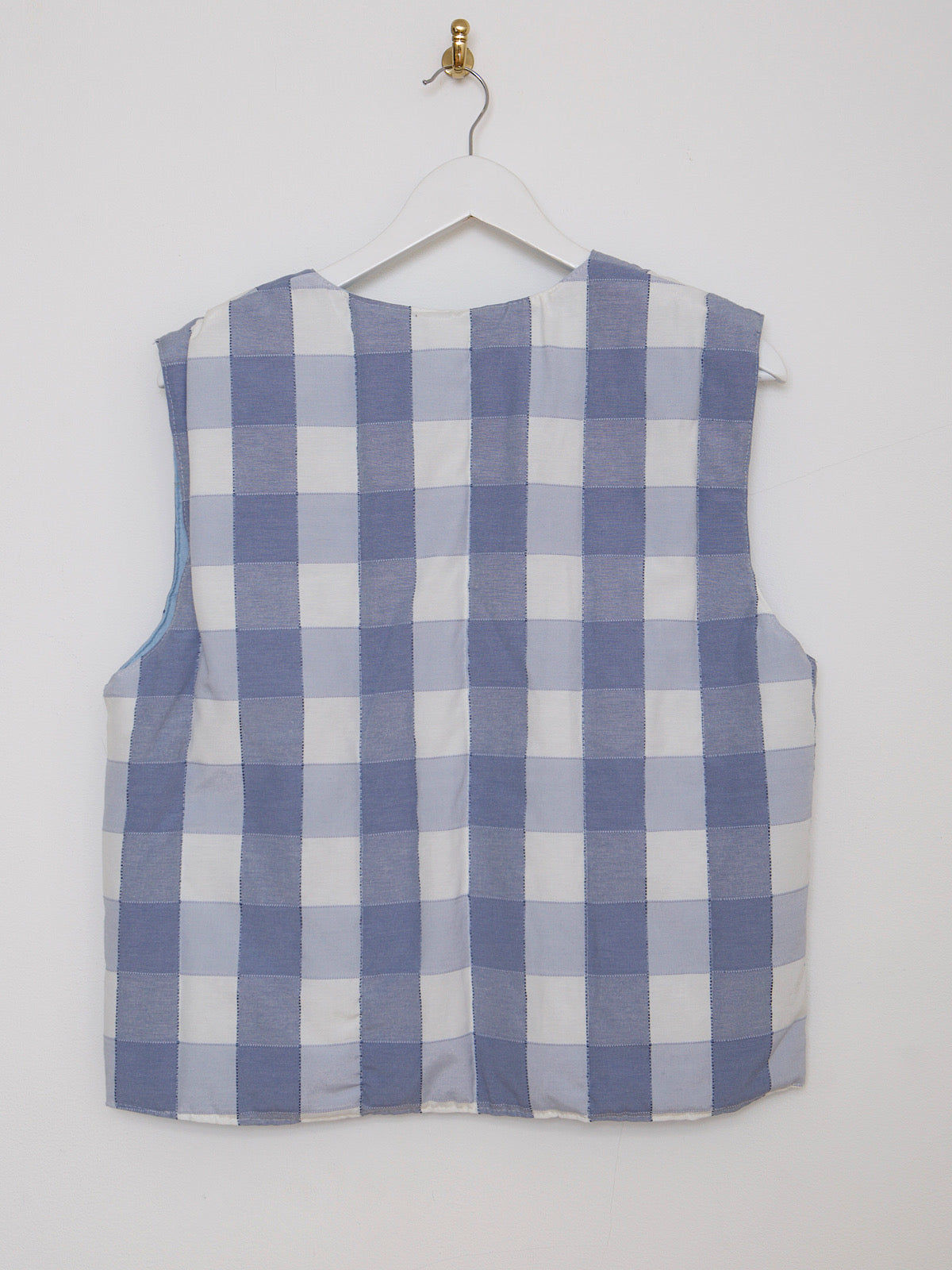 Handcrafted waistcoat checked blue cotton