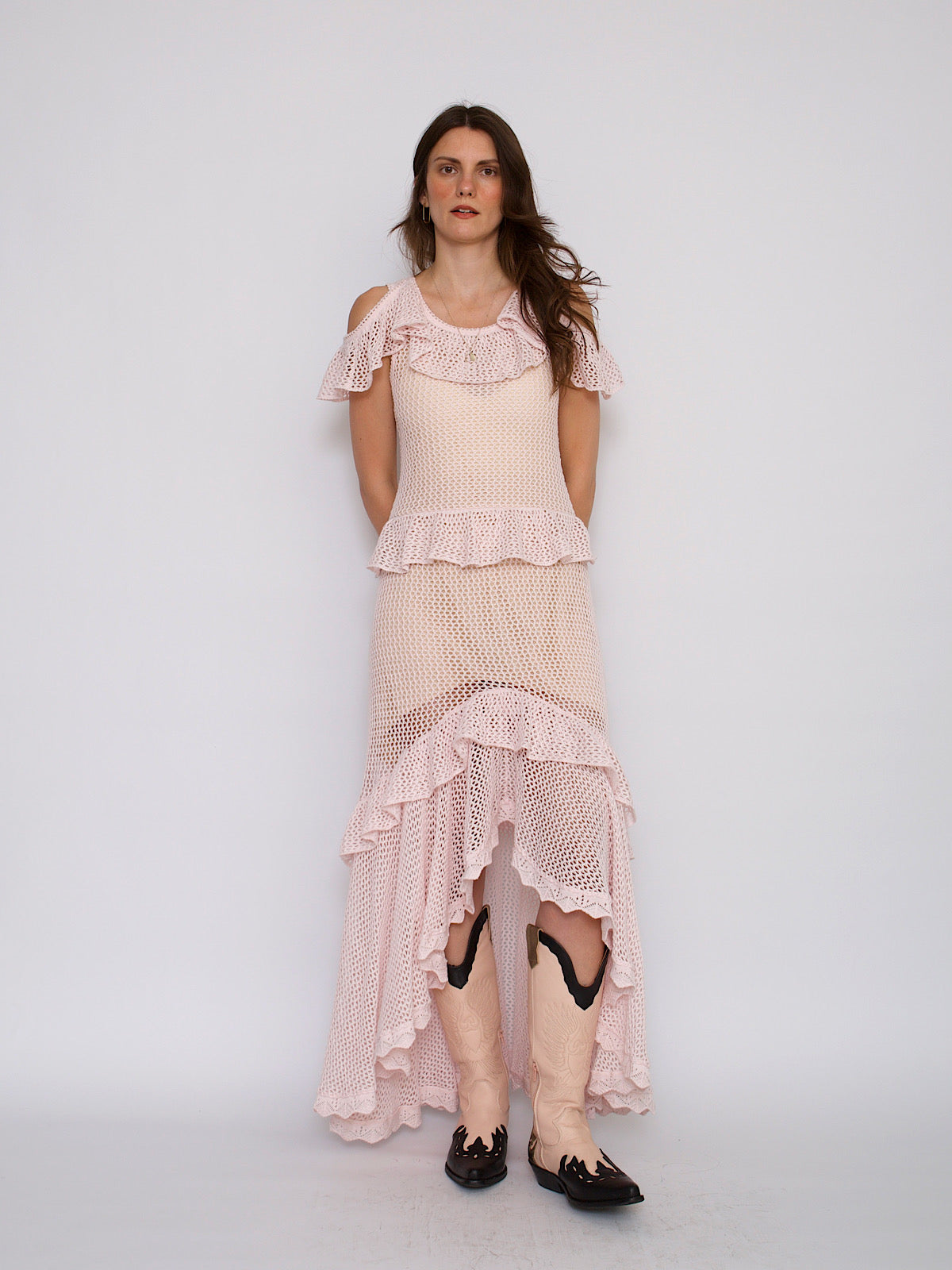 Crochet summer dress pastel pink by Cecilia Prado