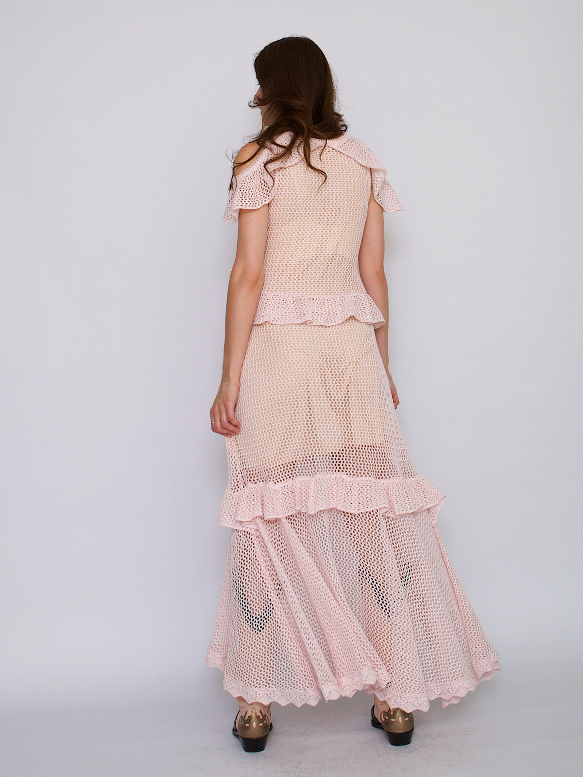 Crochet summer dress pastel pink by Cecilia Prado