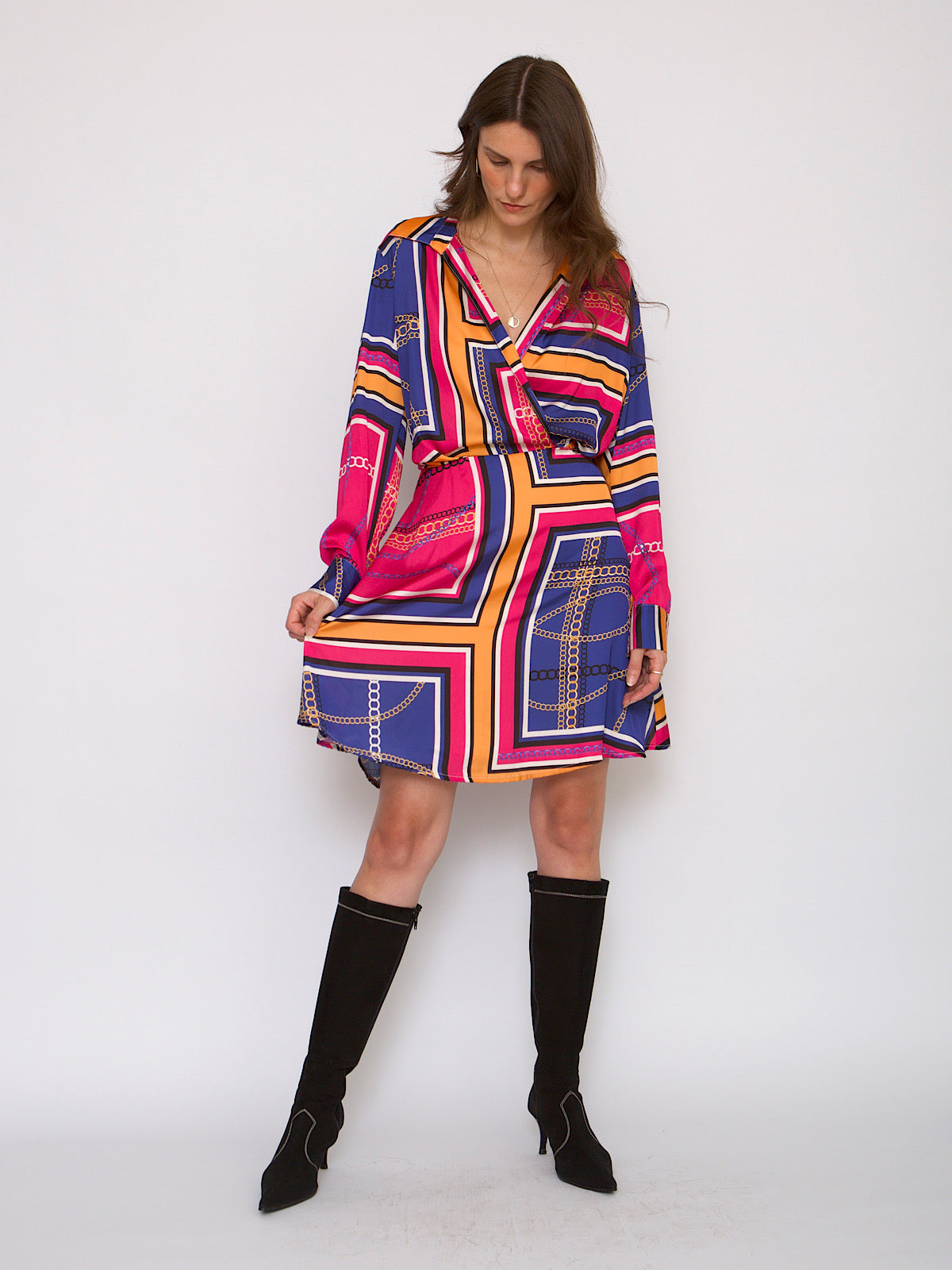 Colourful party scarf dress shirt collar