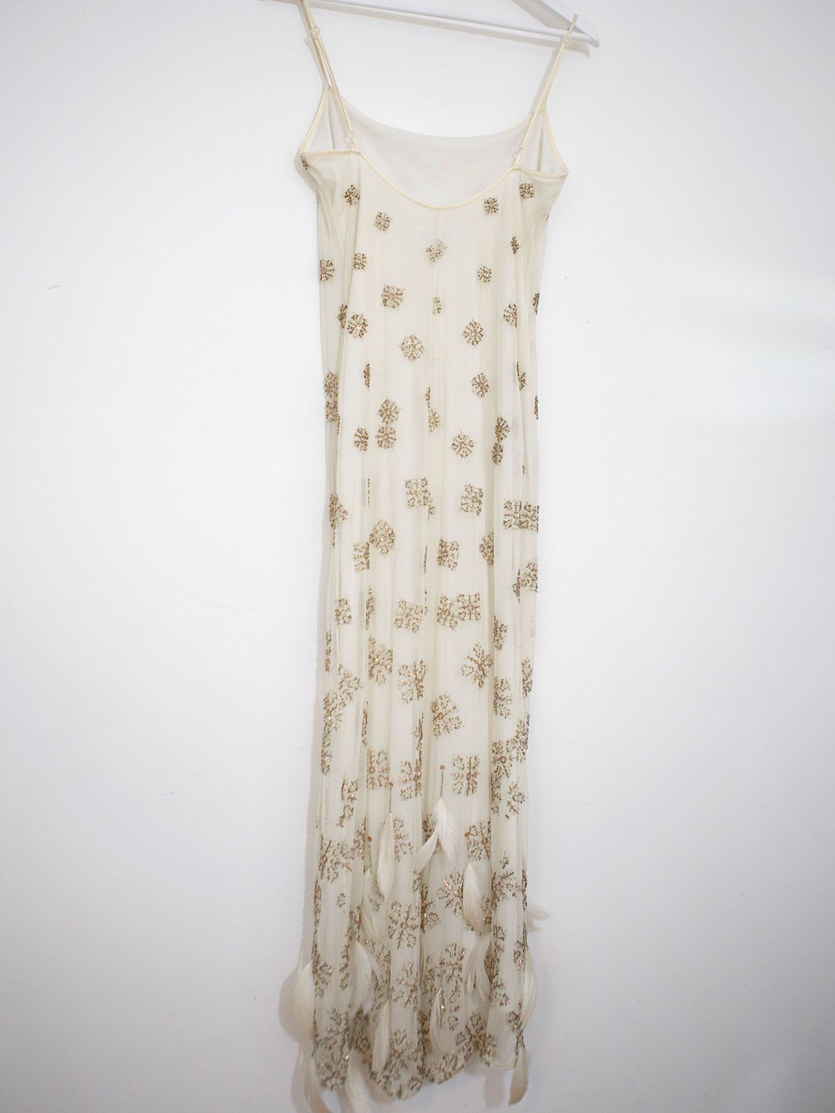 Vintage Karen Millen winter party dress beaded snow flakes