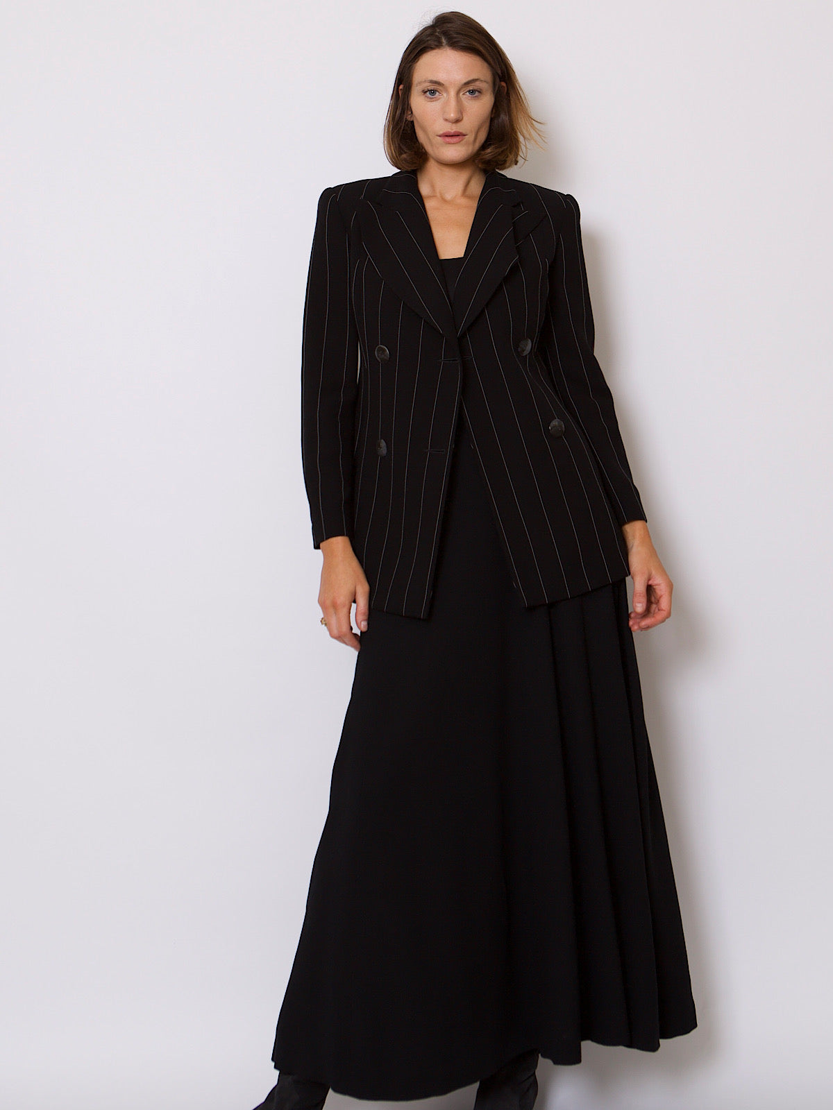 90s VINTAGE PINSTRIPE BLAZER BLACK & WHITE