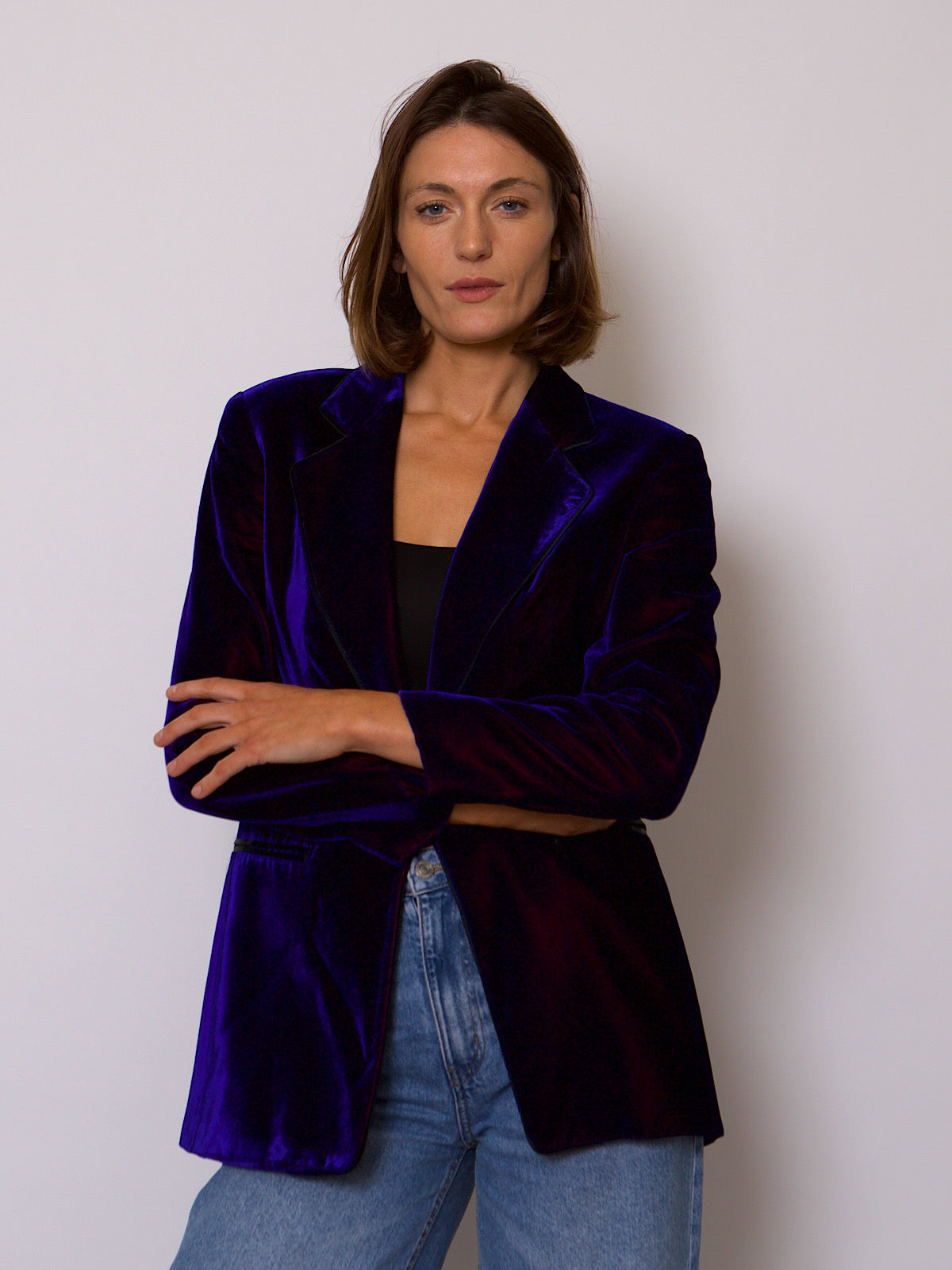 00s SILK VELVET BLAZER MIDNIGHT BLUE