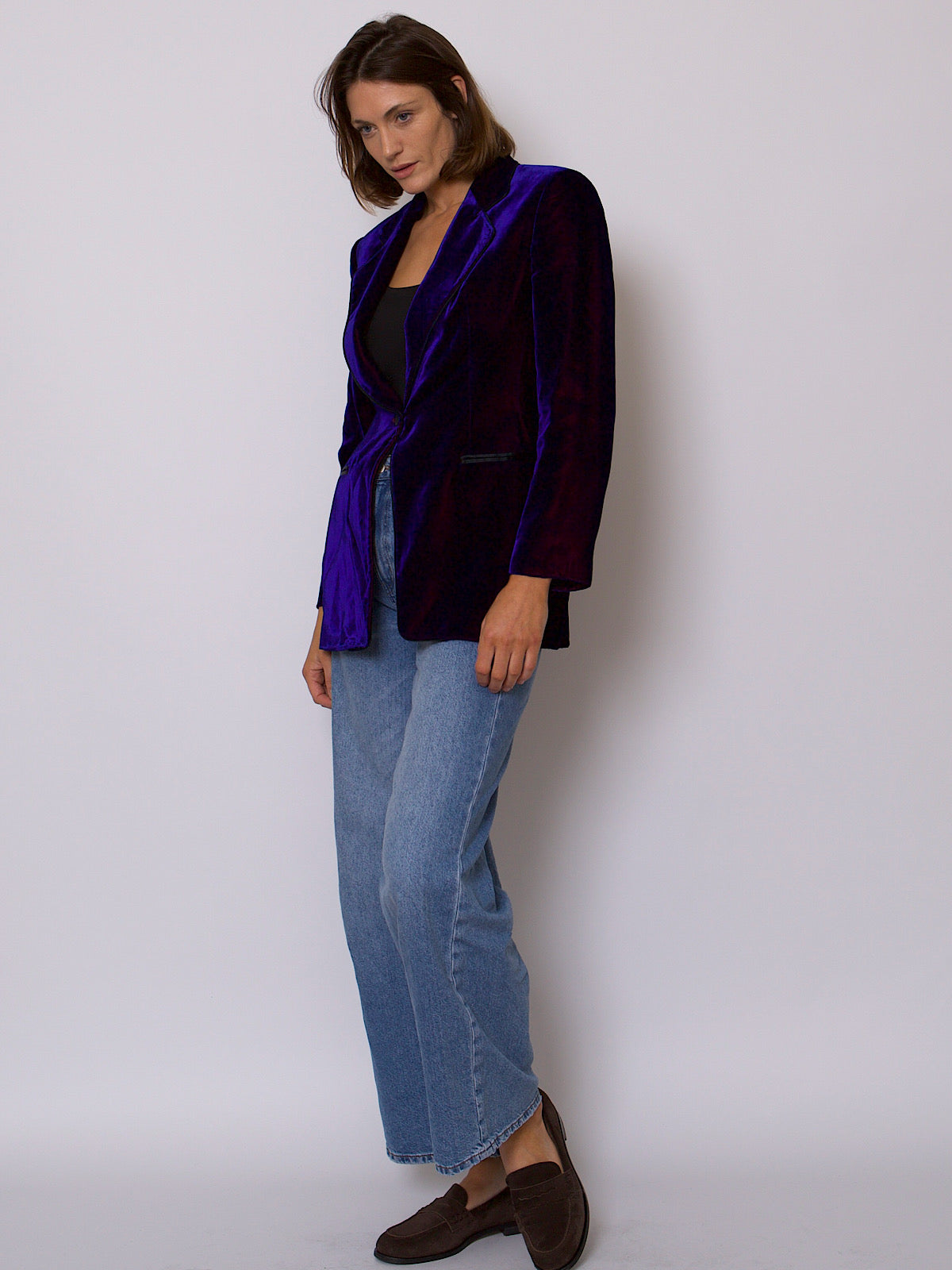 00s SILK VELVET BLAZER MIDNIGHT BLUE