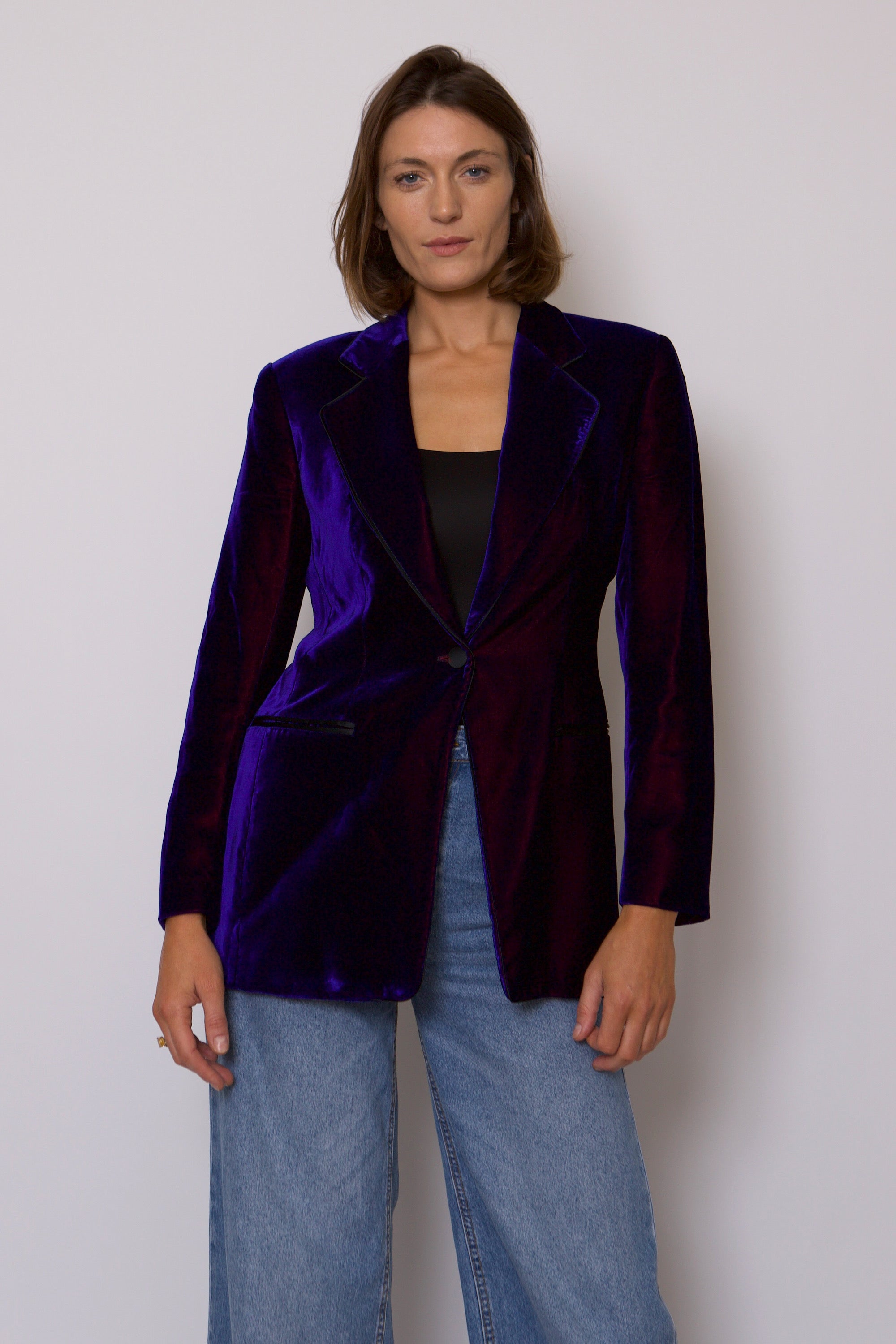 00s SILK VELVET BLAZER MIDNIGHT BLUE