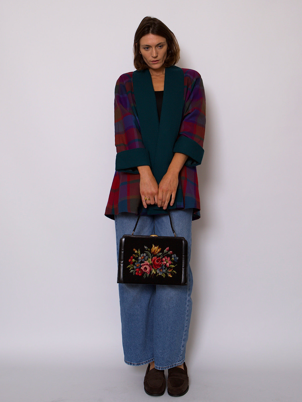 VINTAGE IRISH WOOL TARTAN SHORT SWING COAT