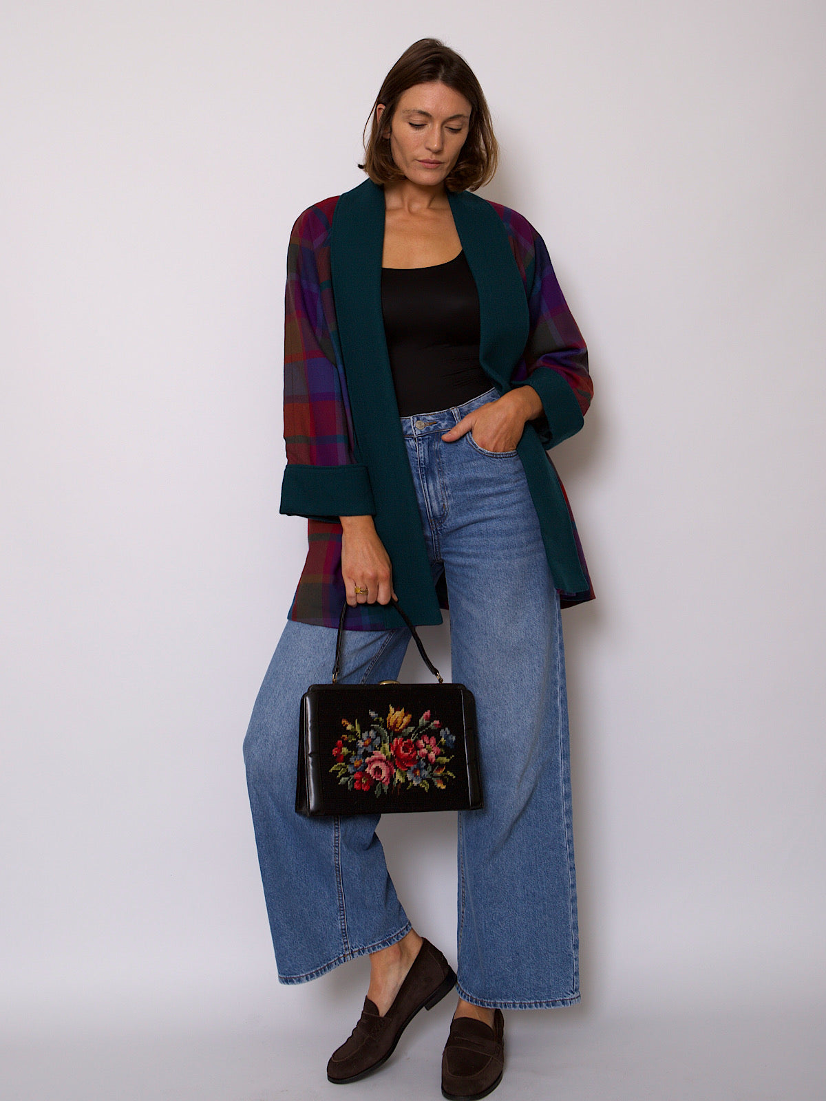 VINTAGE IRISH WOOL TARTAN SHORT SWING COAT