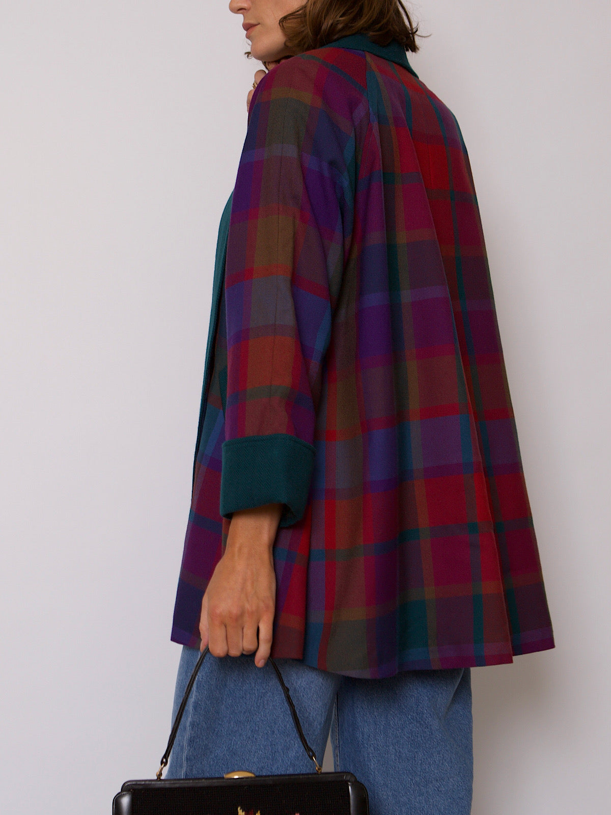 VINTAGE IRISH WOOL TARTAN SHORT SWING COAT