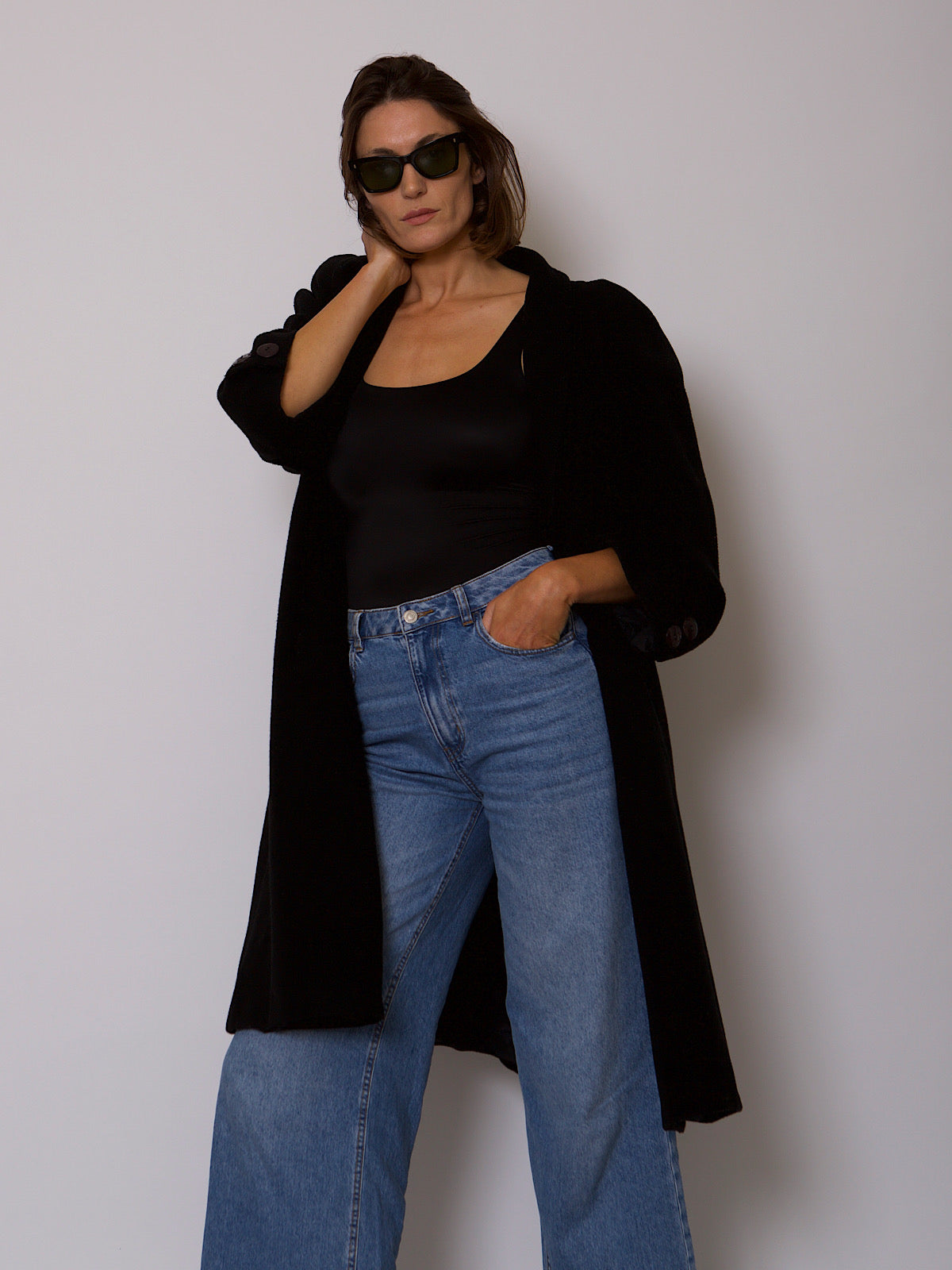 VINTAGE PURE WOOL BLACK OVERALL COAT