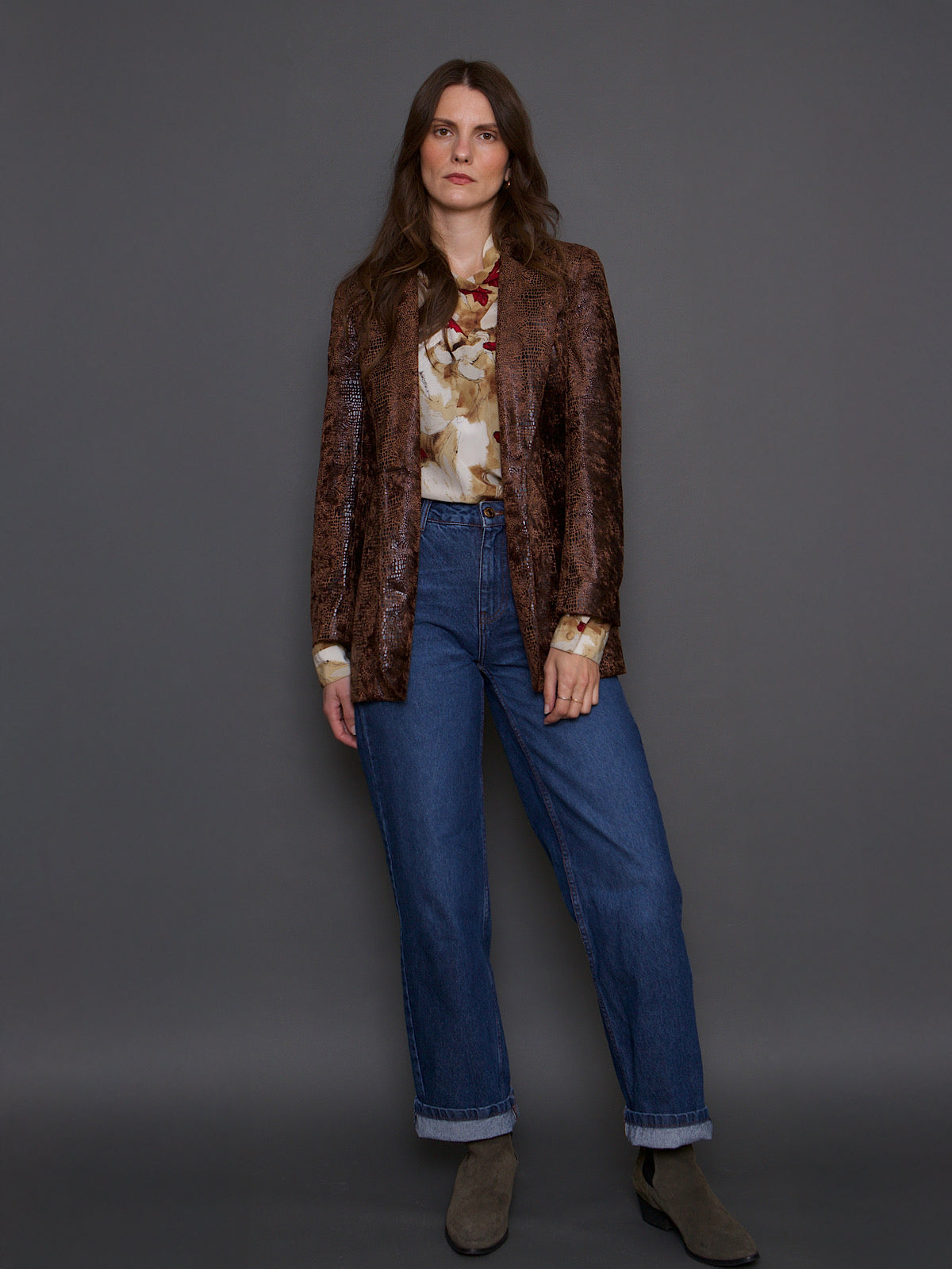 90S VINTAGE FAUX SNAKE BLAZER SINGLE BREASTED