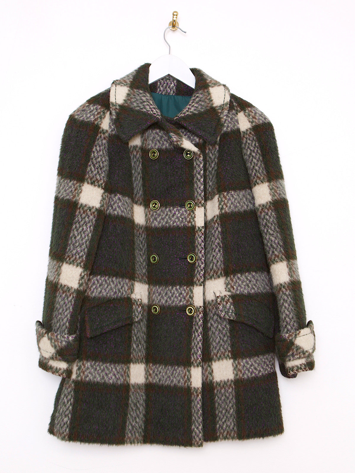 60S VINTAGE LAMA & MOHAIR WOOL COAT DOUBLE BREASTED