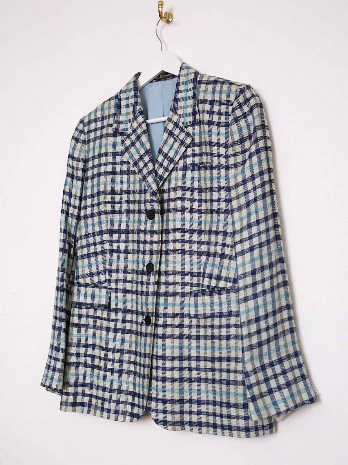 BLUE TARTAN LUXURY BRITISH DAKS BLAZER SILK & LINEN