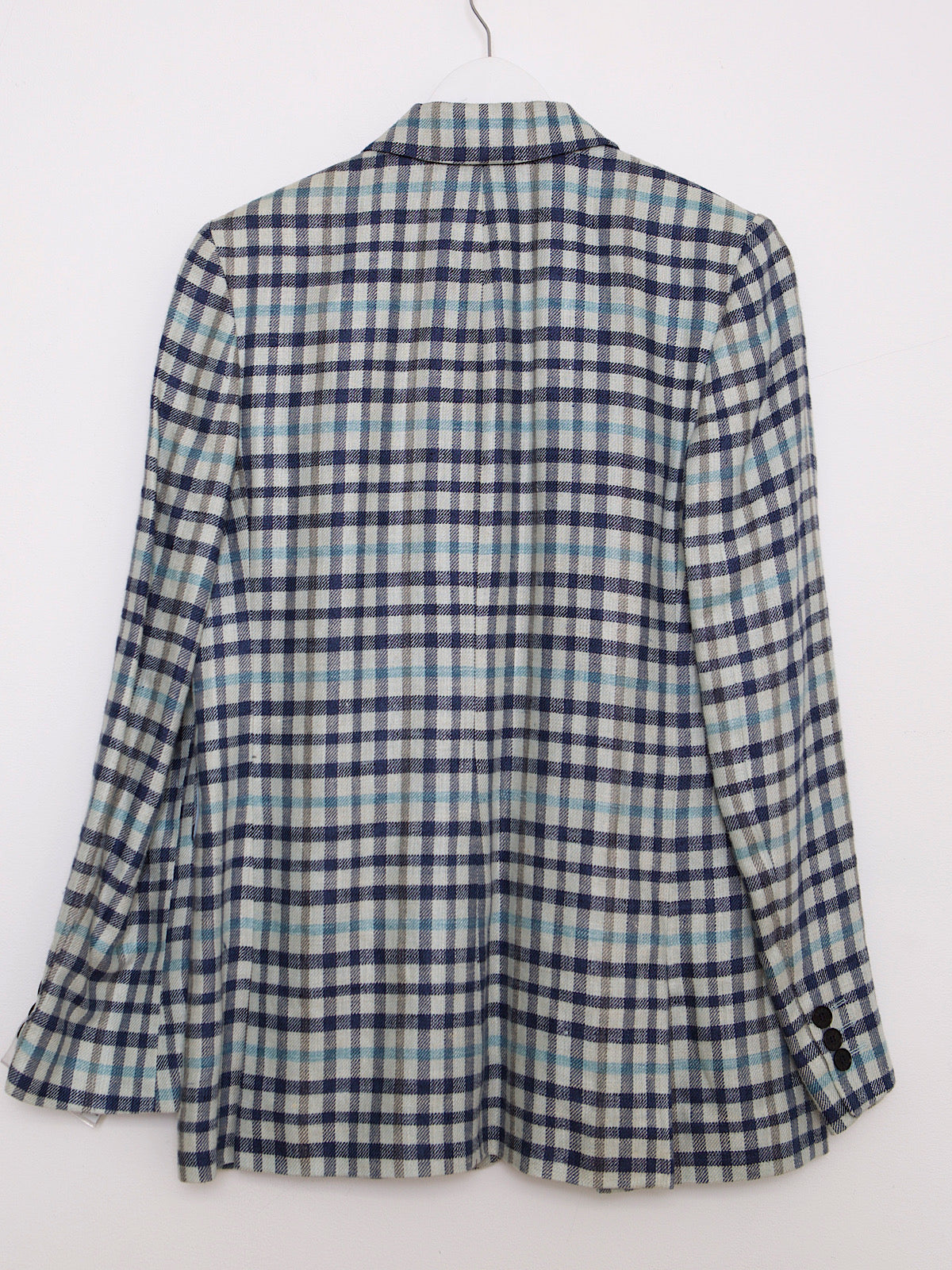 BLUE TARTAN LUXURY BRITISH DAKS BLAZER SILK & LINEN