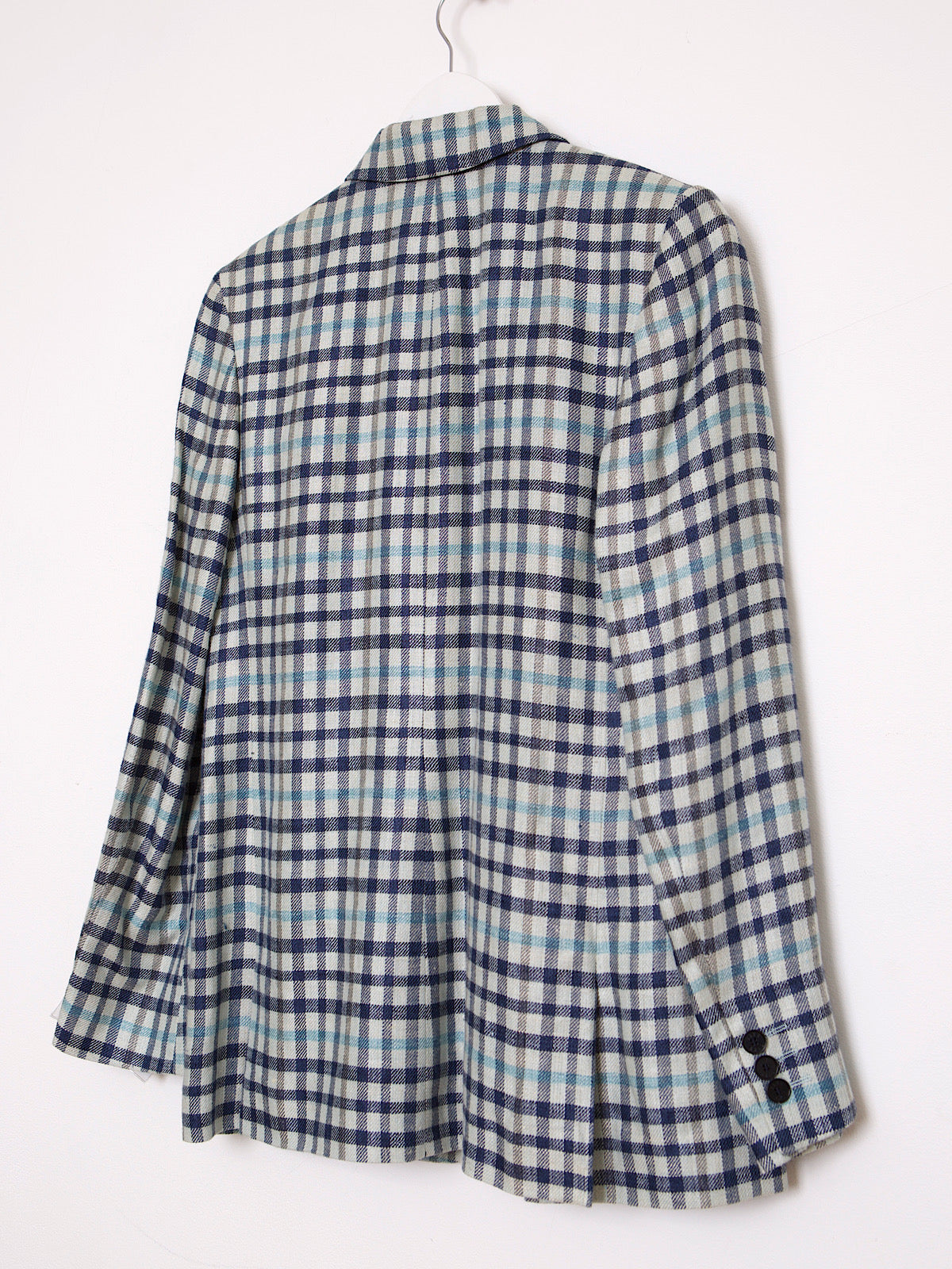 BLUE TARTAN LUXURY BRITISH DAKS BLAZER SILK & LINEN