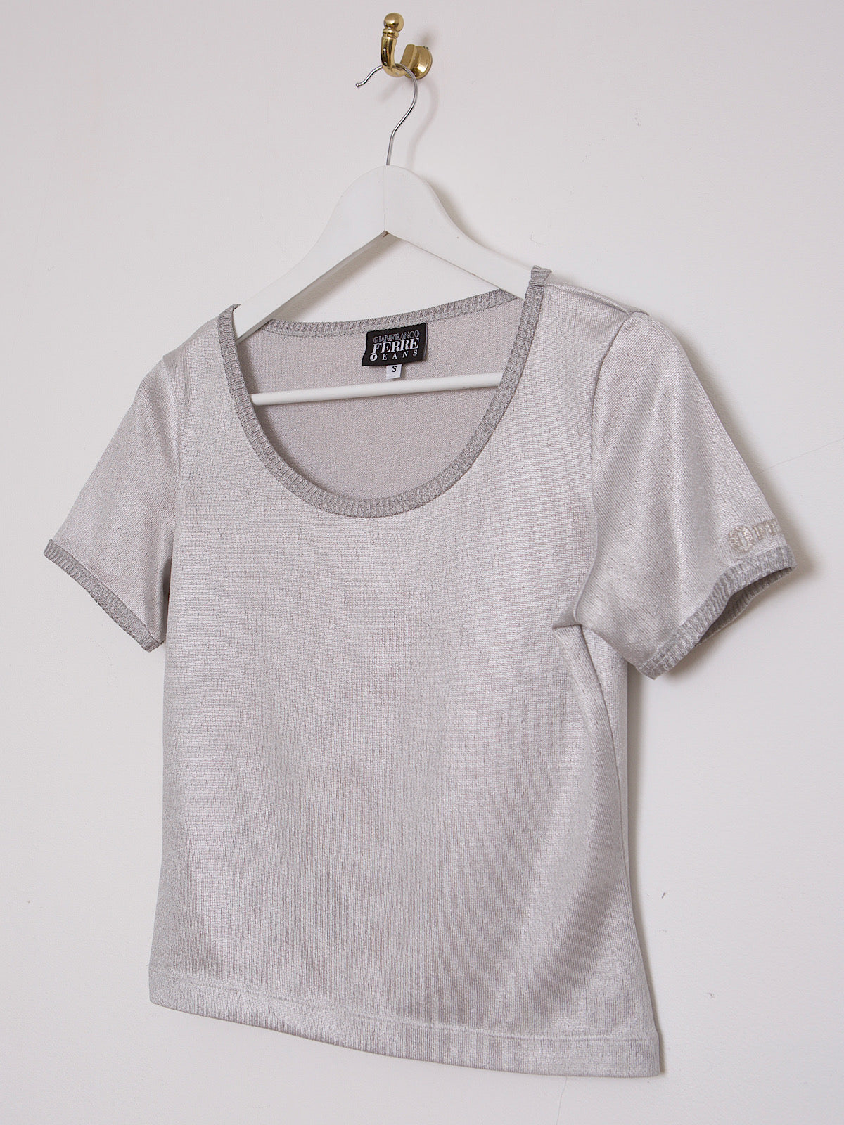 90S VINTAGE GIANFRANCO FERRÉ JEANS SILVER TOP