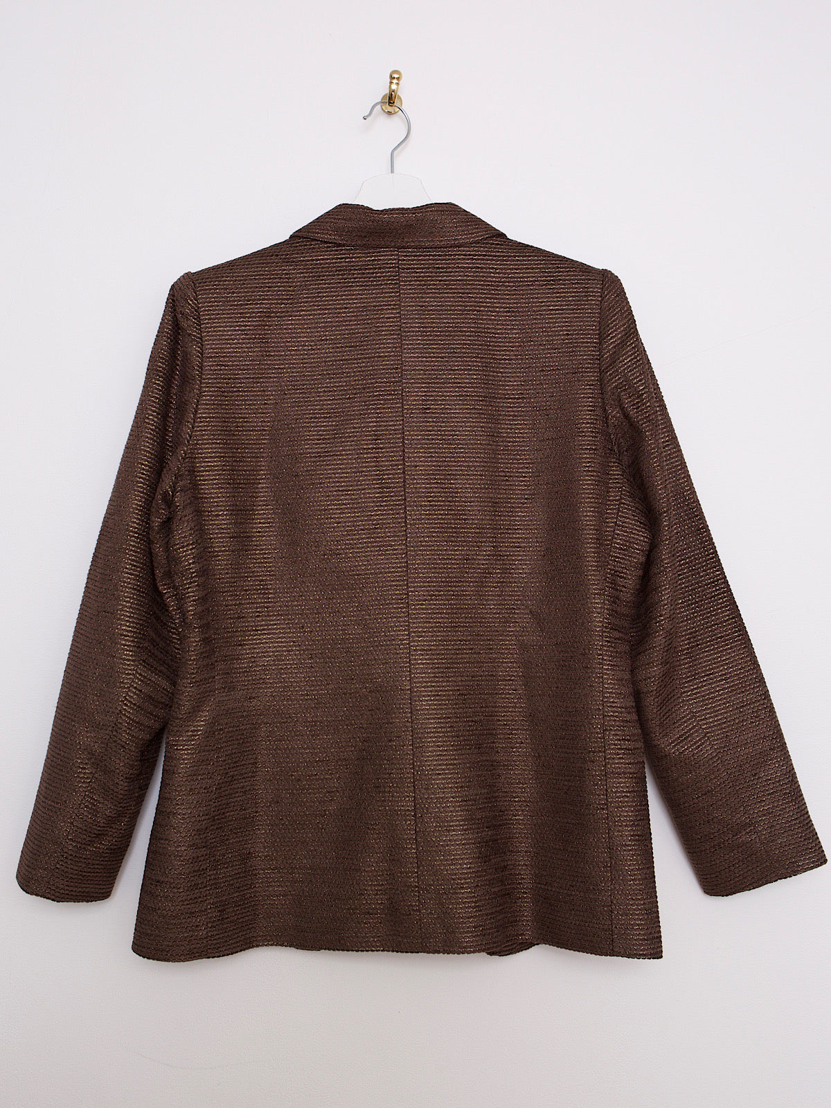 90S VINTAGE YVES SAINT LAURENT BROWN VELVET WITH GOLD BLAZER