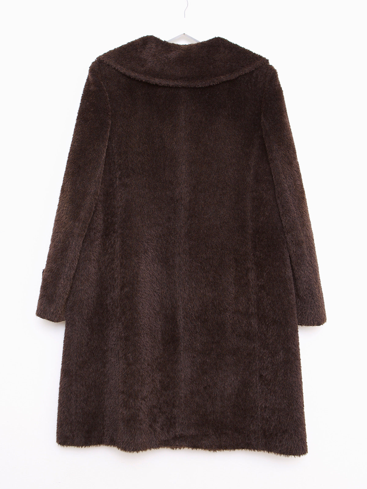 VINTAGE ALPACA & LAMA WOOL WINTER COAT BROWN WITH LARGE COLLAR