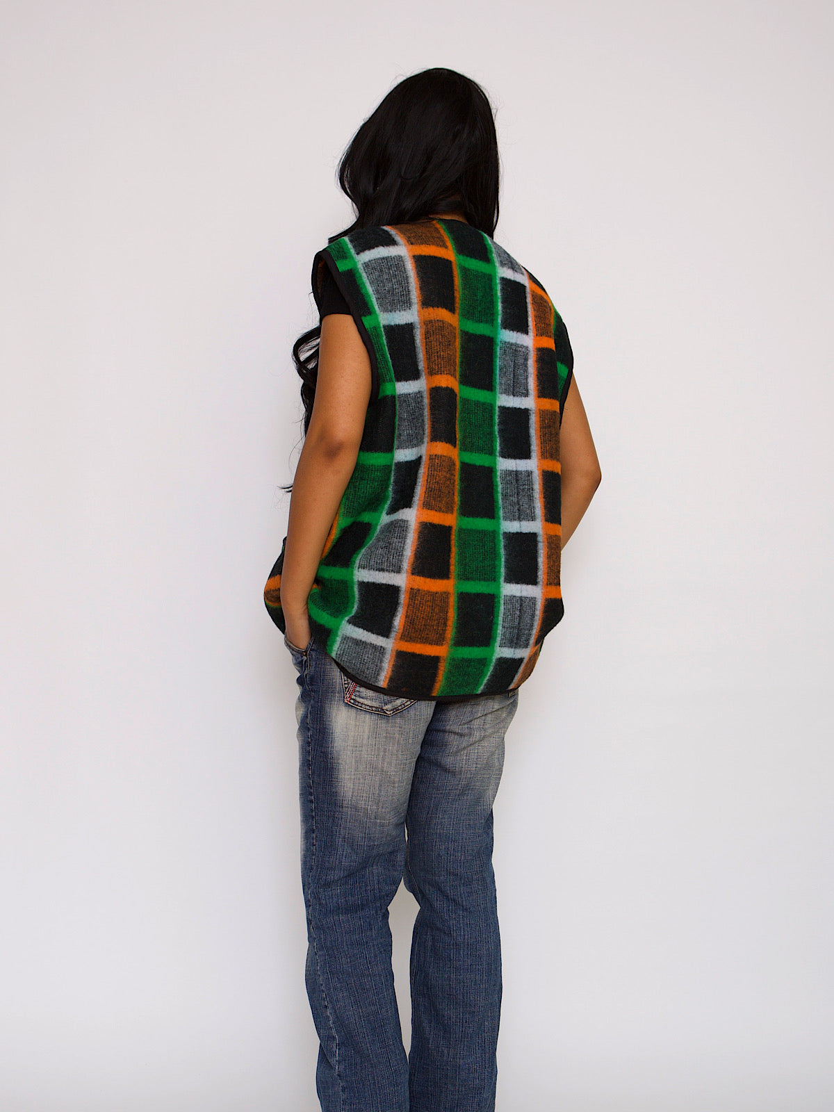 WAISTCOAT OVERSIZED WOOL TARTAN 60S VINTAGE