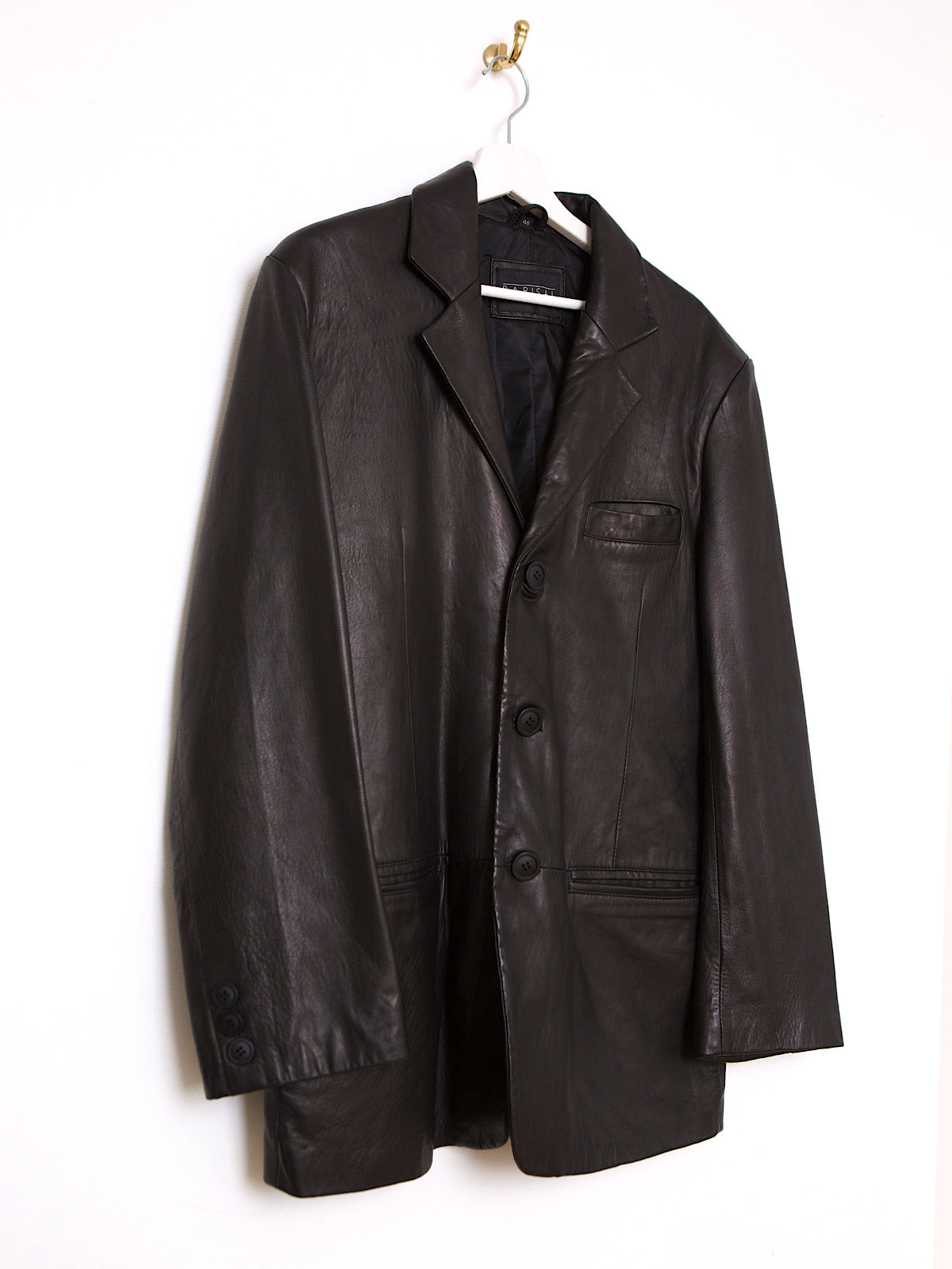 90S VINTAGE BLACK LEATHER BLAZER