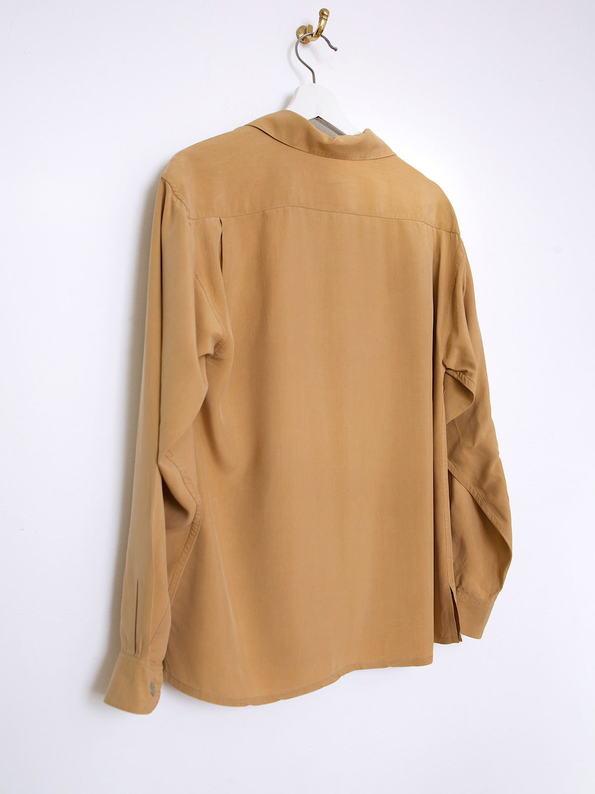 90S SAFARI STYLE PURE SILK BEIGE SHIRT