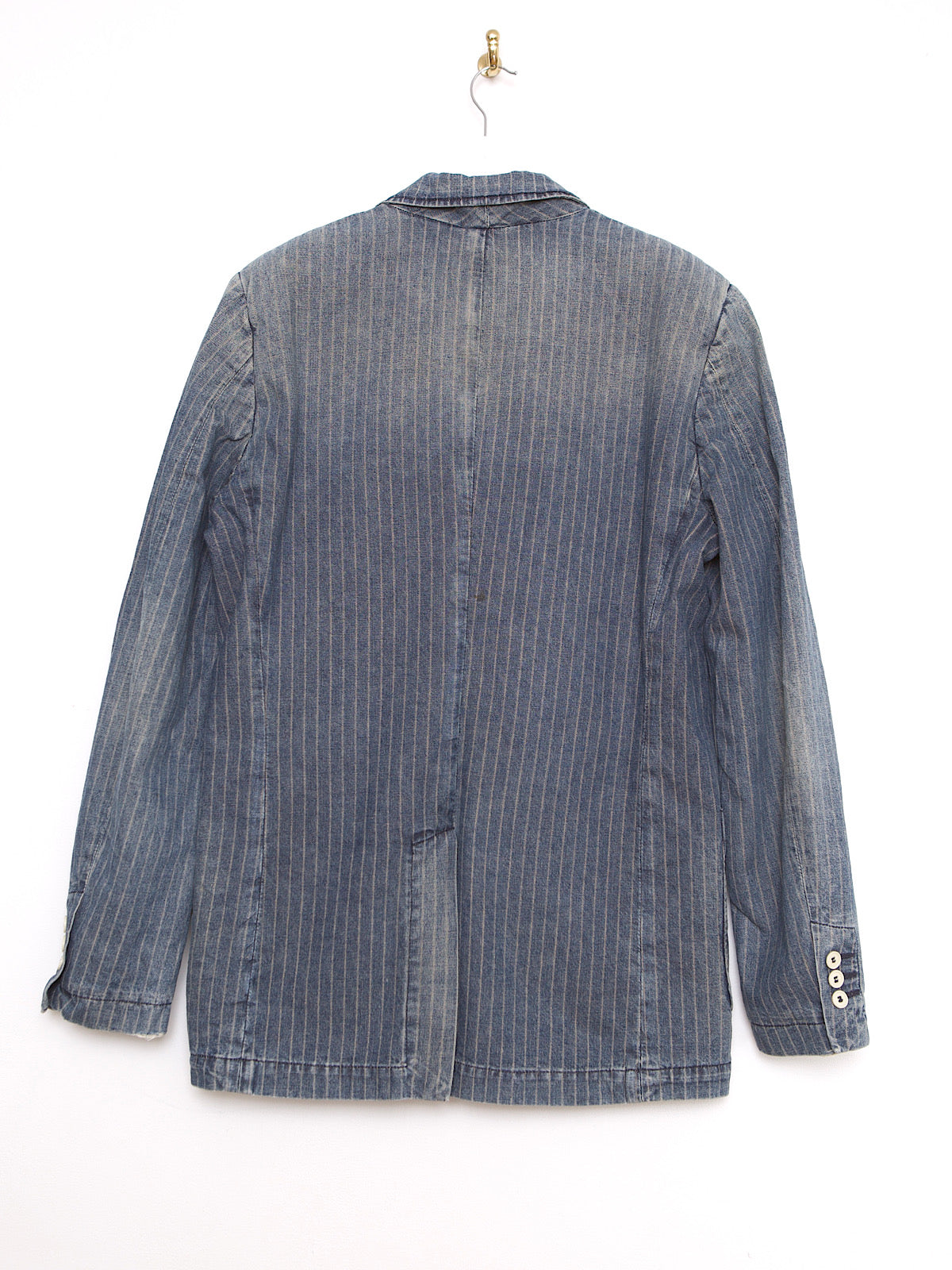 90S VINTAGE REPLAY DENIM BLAZER PINSTRIPE DISTRESSED