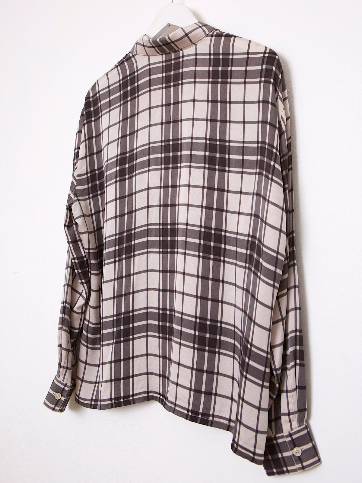 90S VINTAGE PURE SILK TARTAN SHIRT GREY BY ESCADA