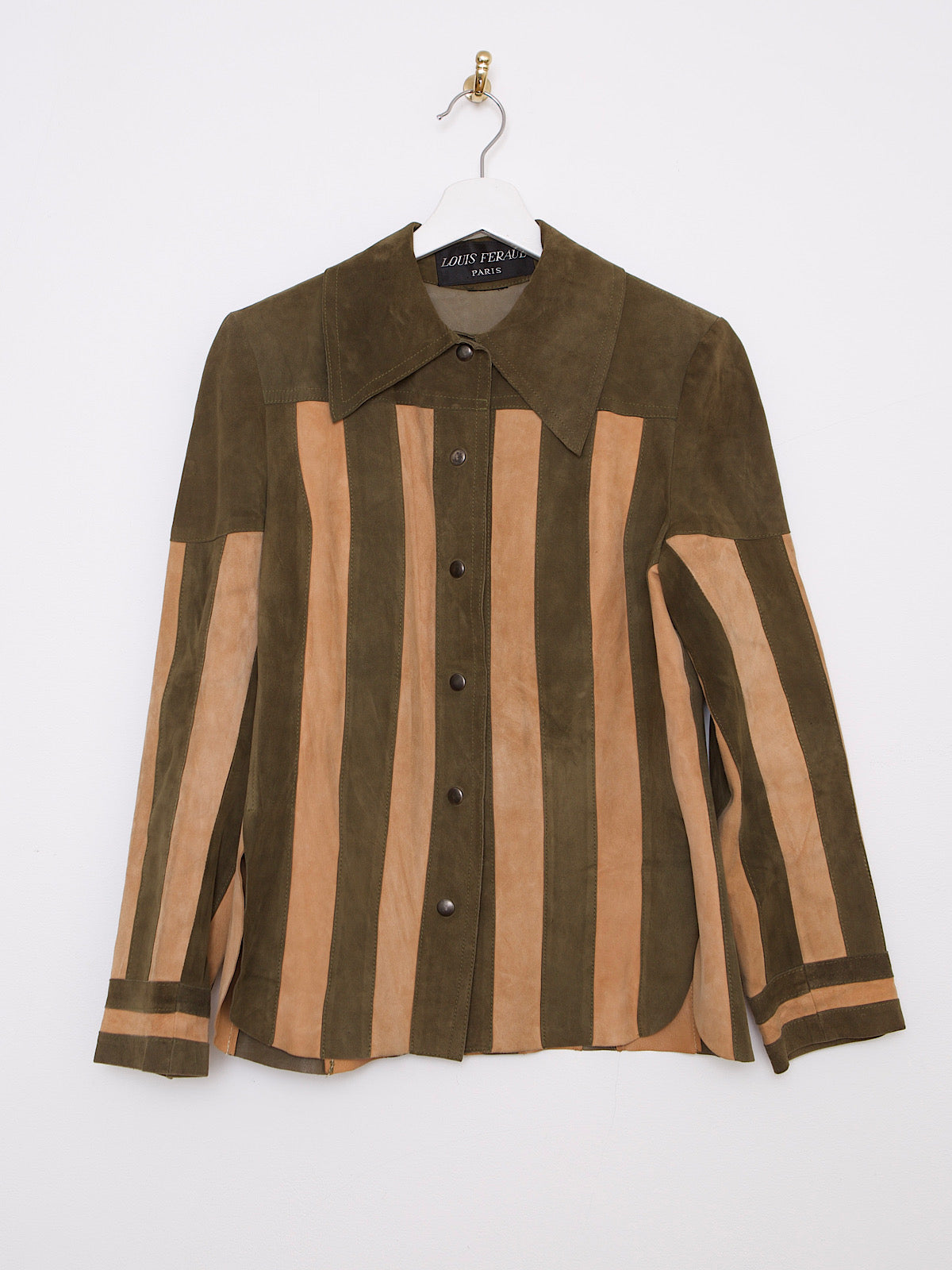 VINTAGE LOUIS FERAUD LEATHER SUEDE JACKET STRIPPED