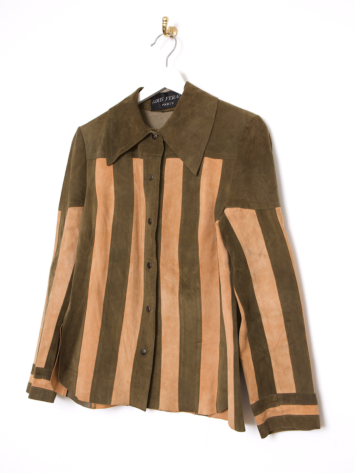 VINTAGE LOUIS FERAUD LEATHER SUEDE JACKET STRIPPED