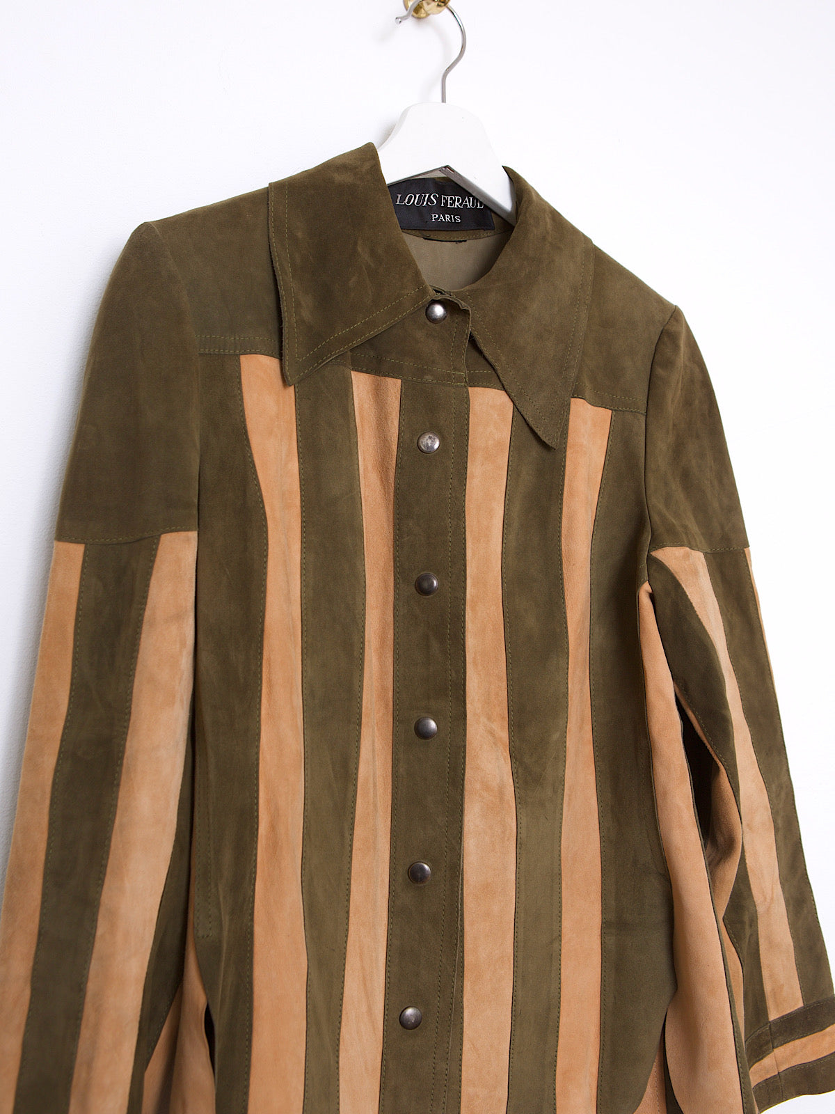 VINTAGE LOUIS FERAUD LEATHER SUEDE JACKET STRIPPED