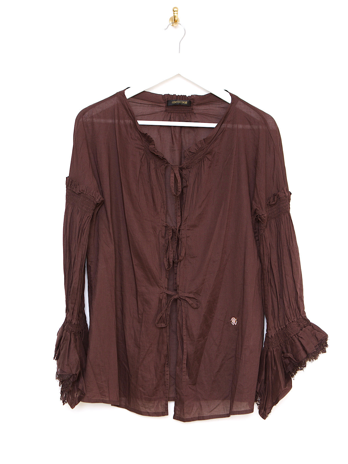 Y2K BROWN COTTON BLOUSE BY ROBERTO CAVALLI