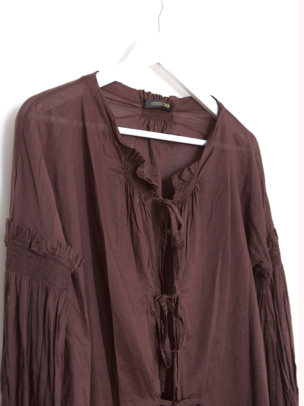 Y2K BROWN COTTON BLOUSE BY ROBERTO CAVALLI