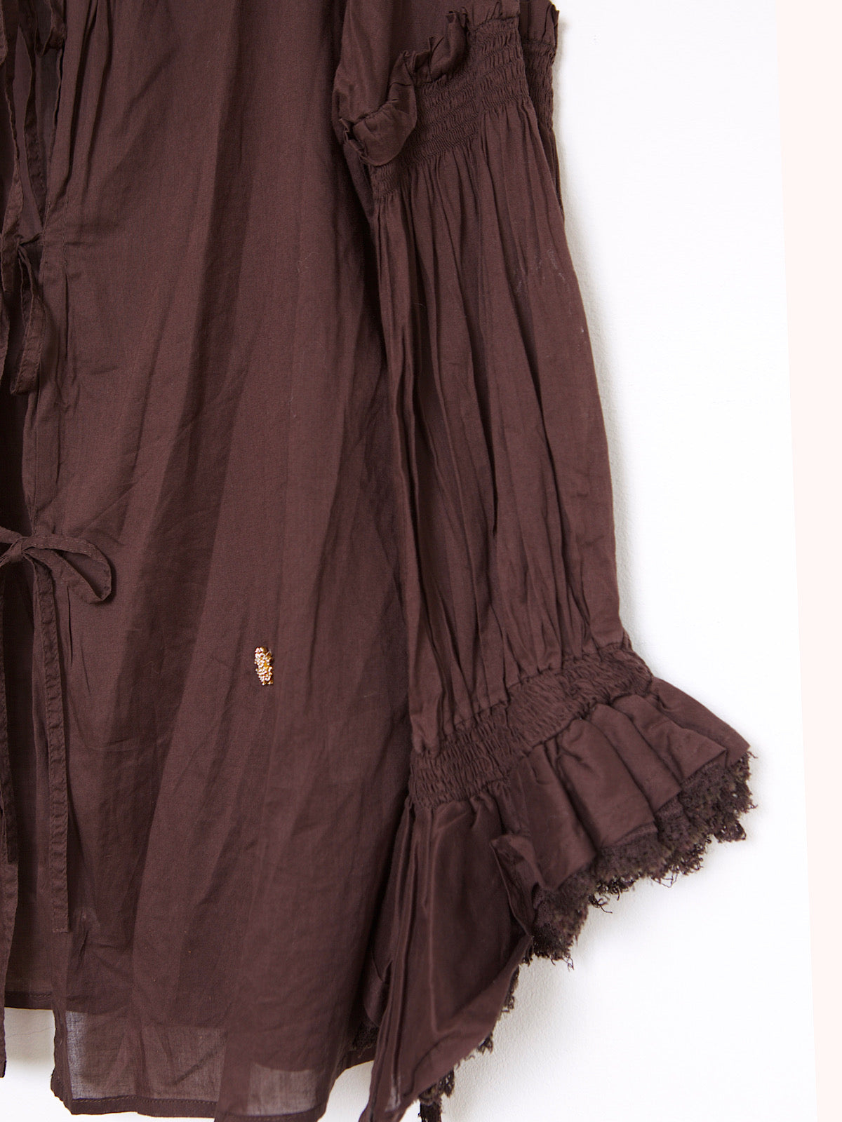 Y2K BROWN COTTON BLOUSE BY ROBERTO CAVALLI