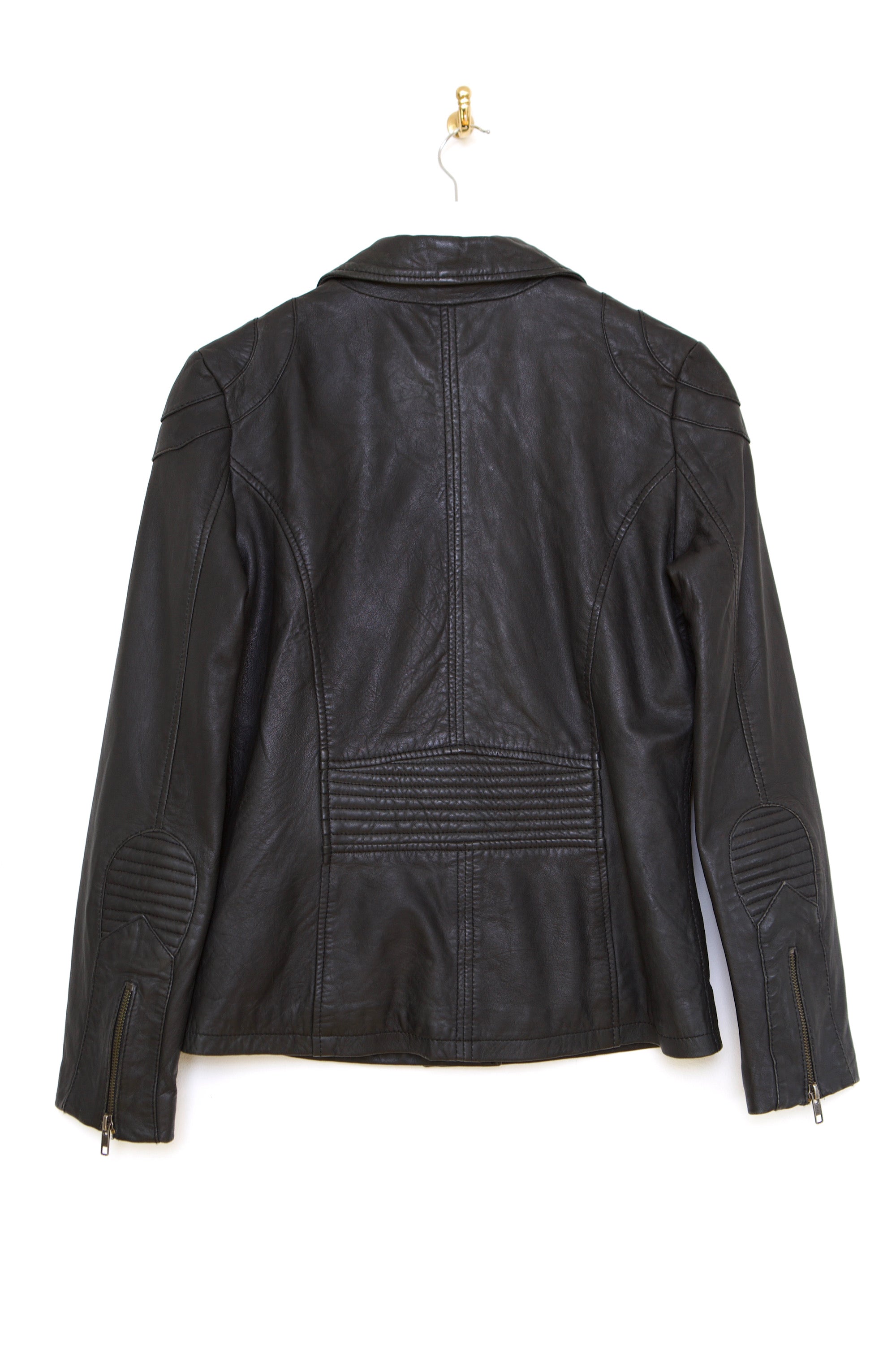 VINTAGE BLACK LEATHER FITTED LEATHER JACKET