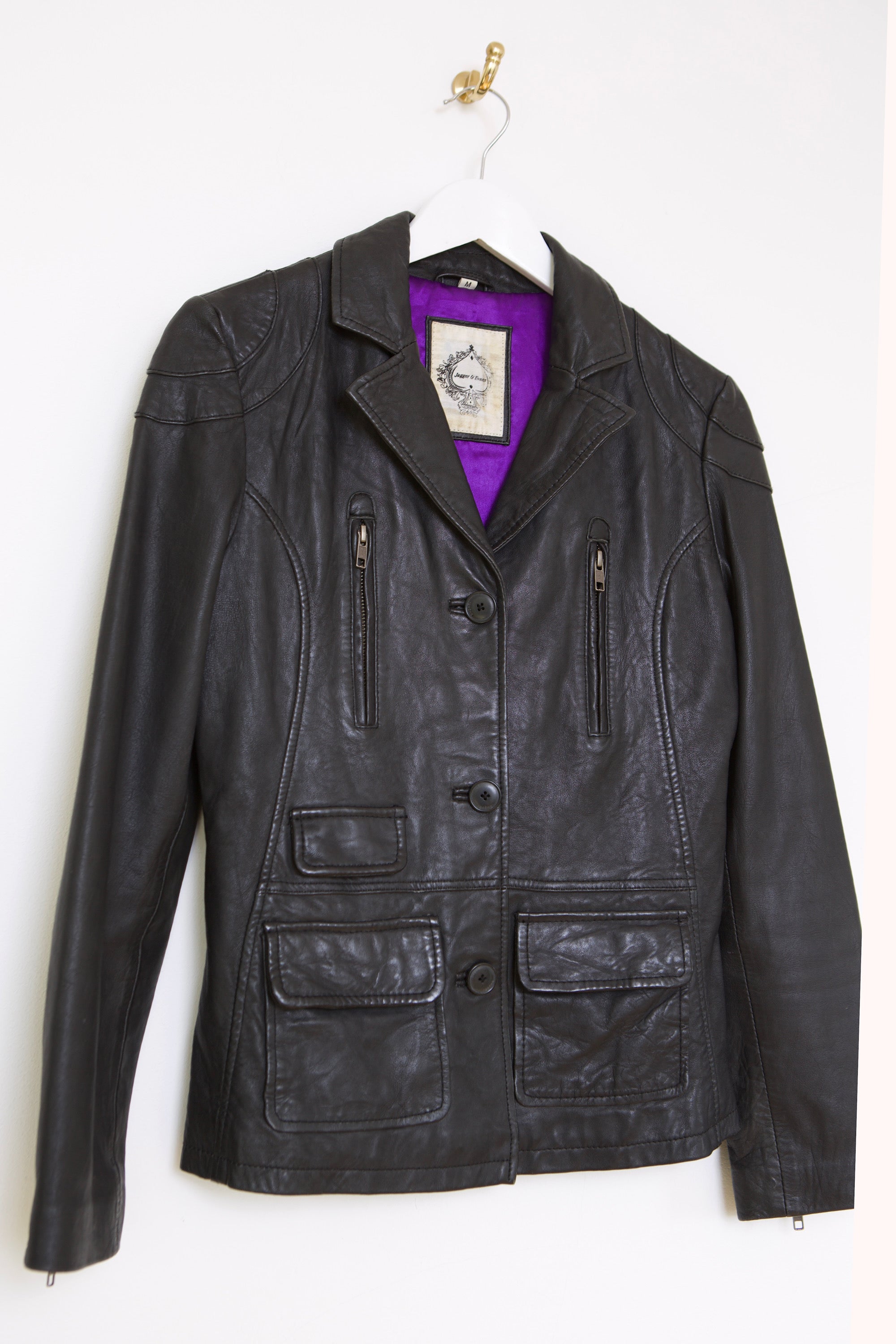VINTAGE BLACK LEATHER FITTED LEATHER JACKET